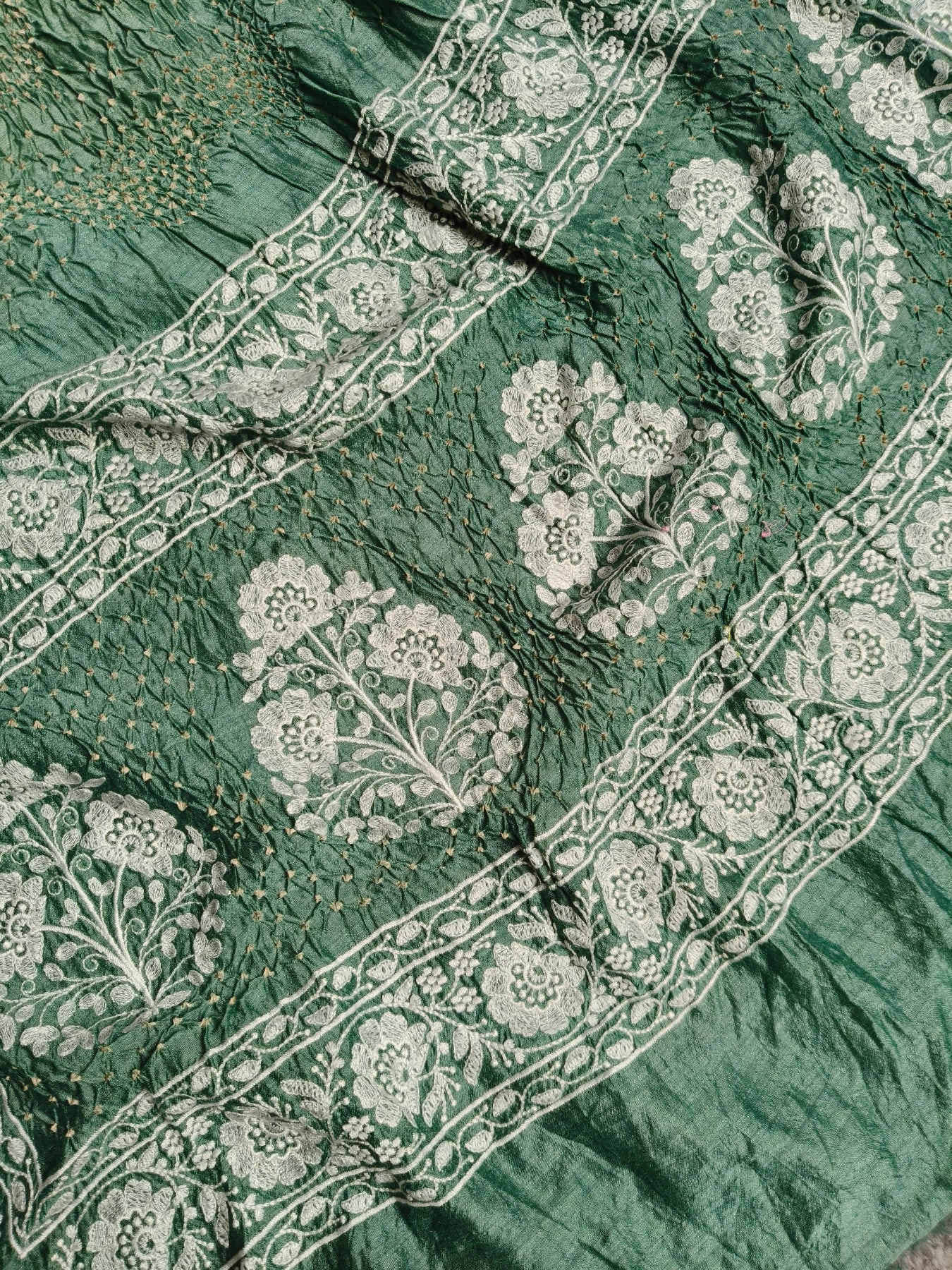 SEA BLUE TUSSAR PURE HANDLOOM BANDHEJ SAREE