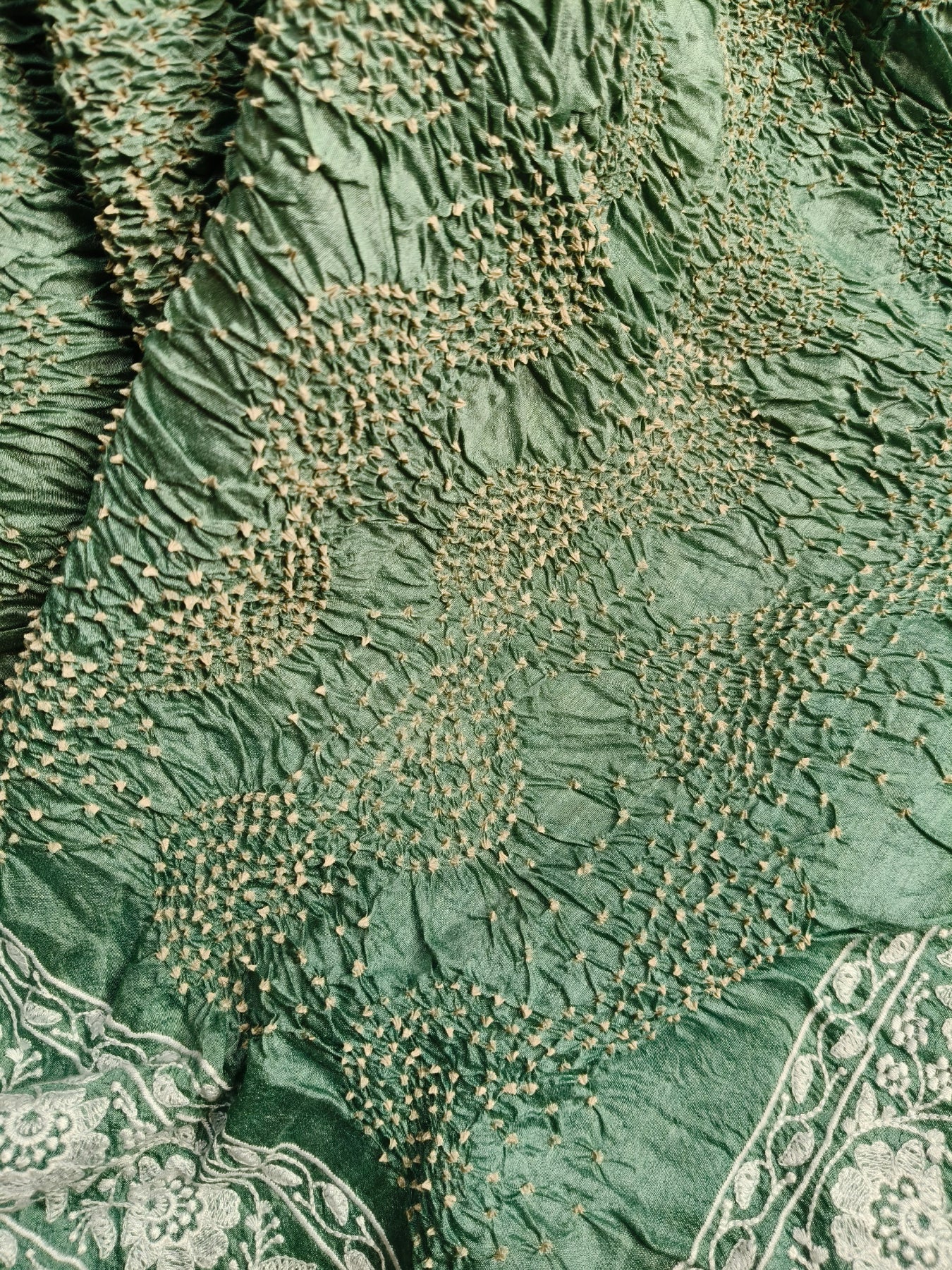 SEA BLUE TUSSAR PURE HANDLOOM BANDHEJ SAREE