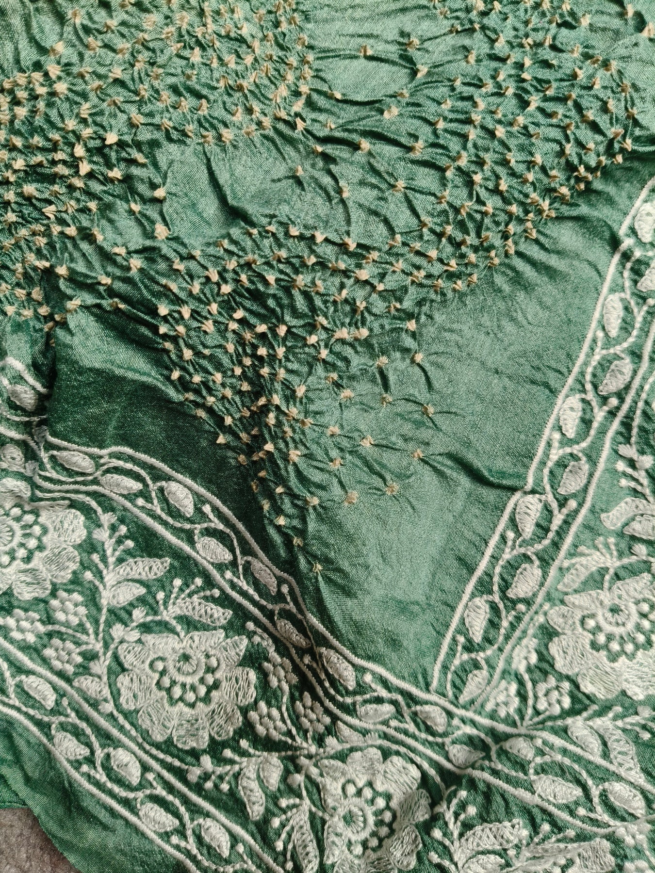 SEA BLUE TUSSAR PURE HANDLOOM BANDHEJ SAREE