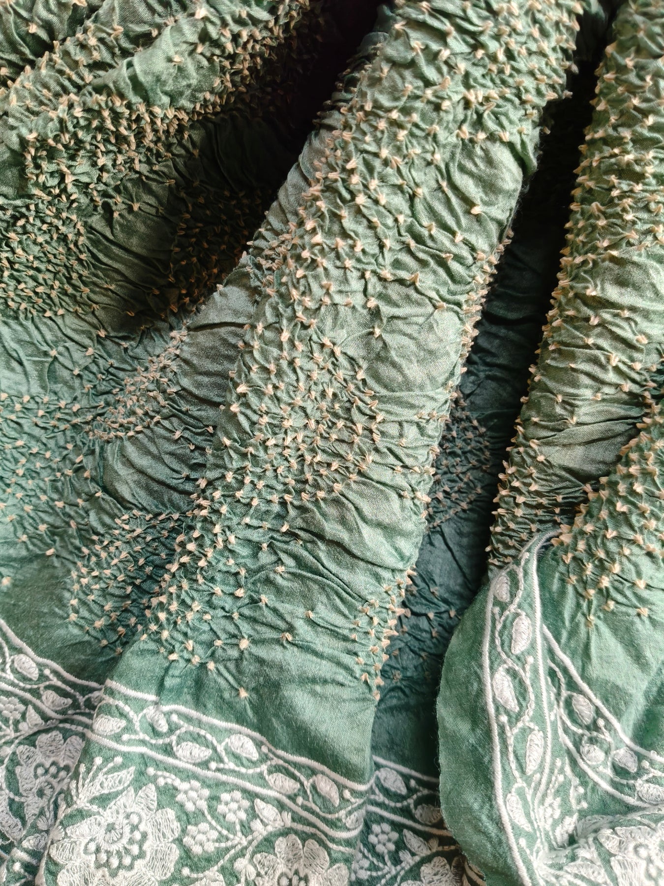SEA BLUE TUSSAR PURE HANDLOOM BANDHEJ SAREE