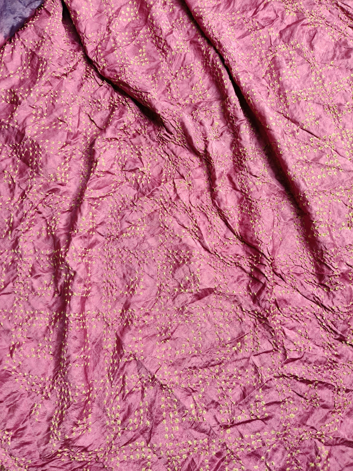 PINK AJRAK AND GAJJI SILK PURE HANDLOOM BANDHEJ SAREE
