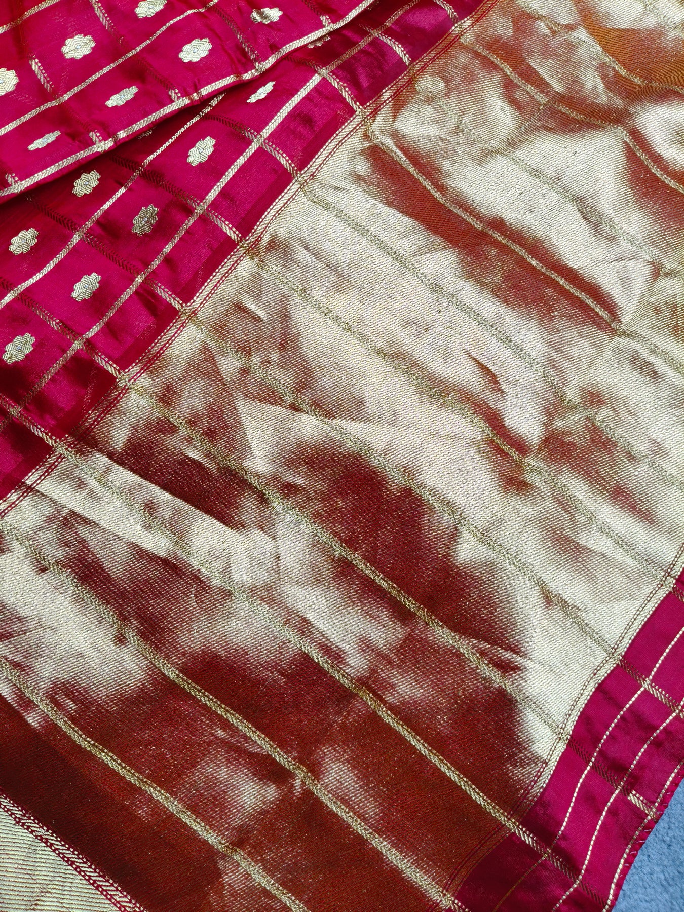 RED SILK PURE HANDLOOM CHANDERI SAREE