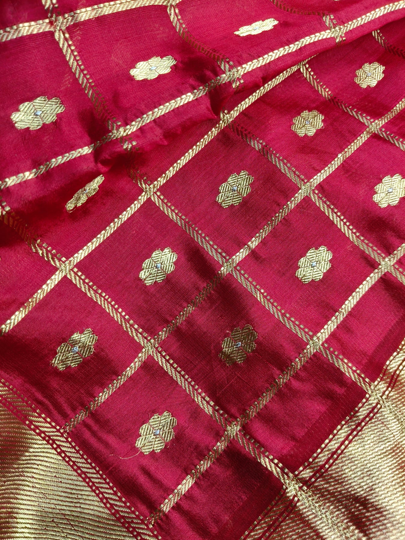 RED SILK PURE HANDLOOM CHANDERI SAREE
