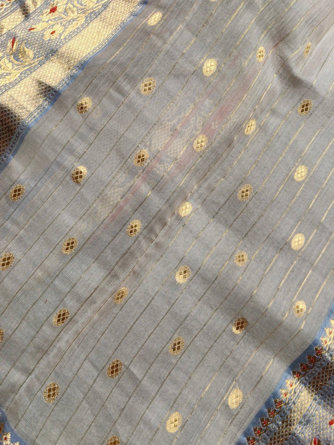 BEIGE MUL COTTON PURE HANDLOOM CHANDERI SAREE