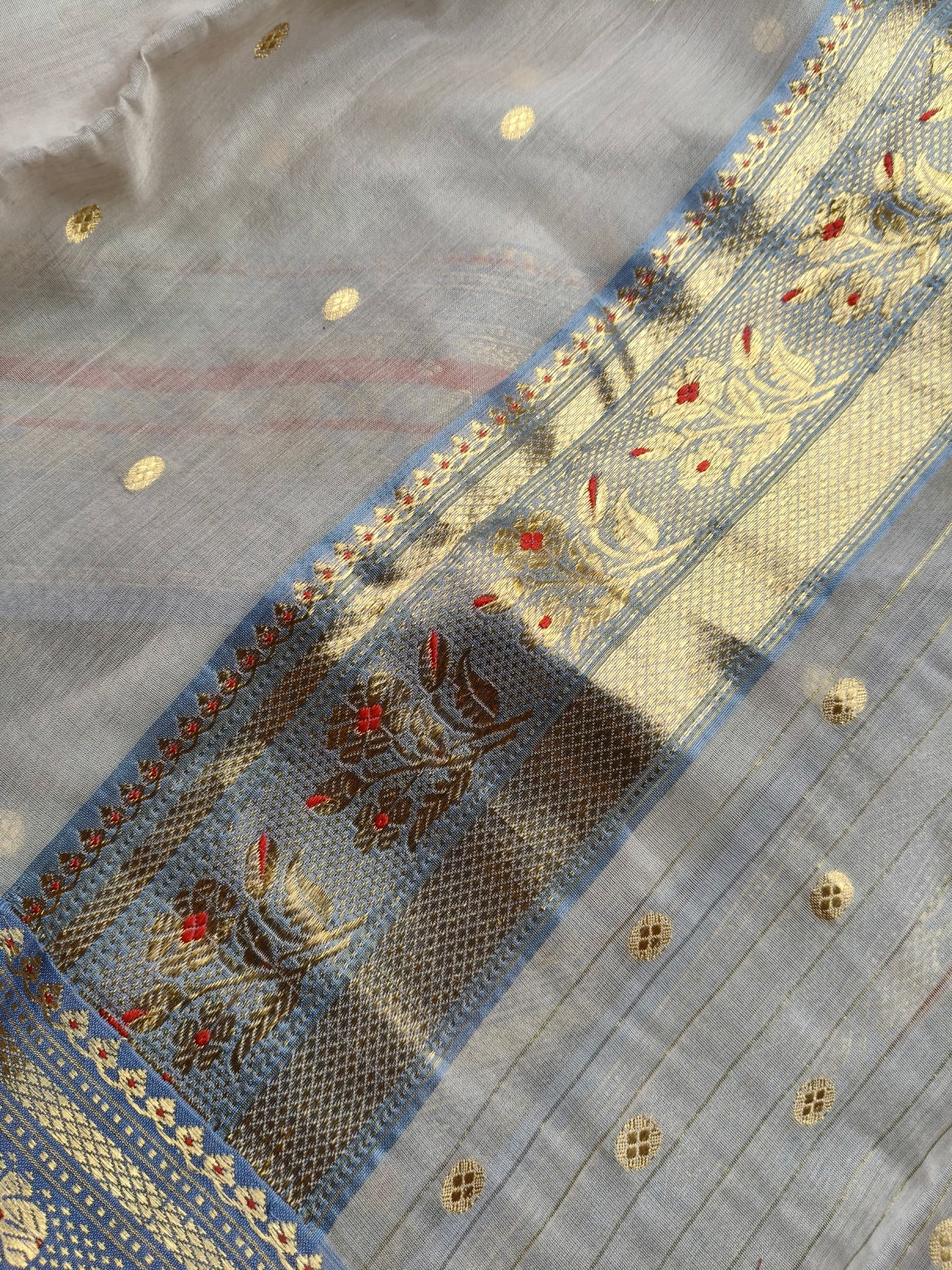 BEIGE MUL COTTON PURE HANDLOOM CHANDERI SAREE