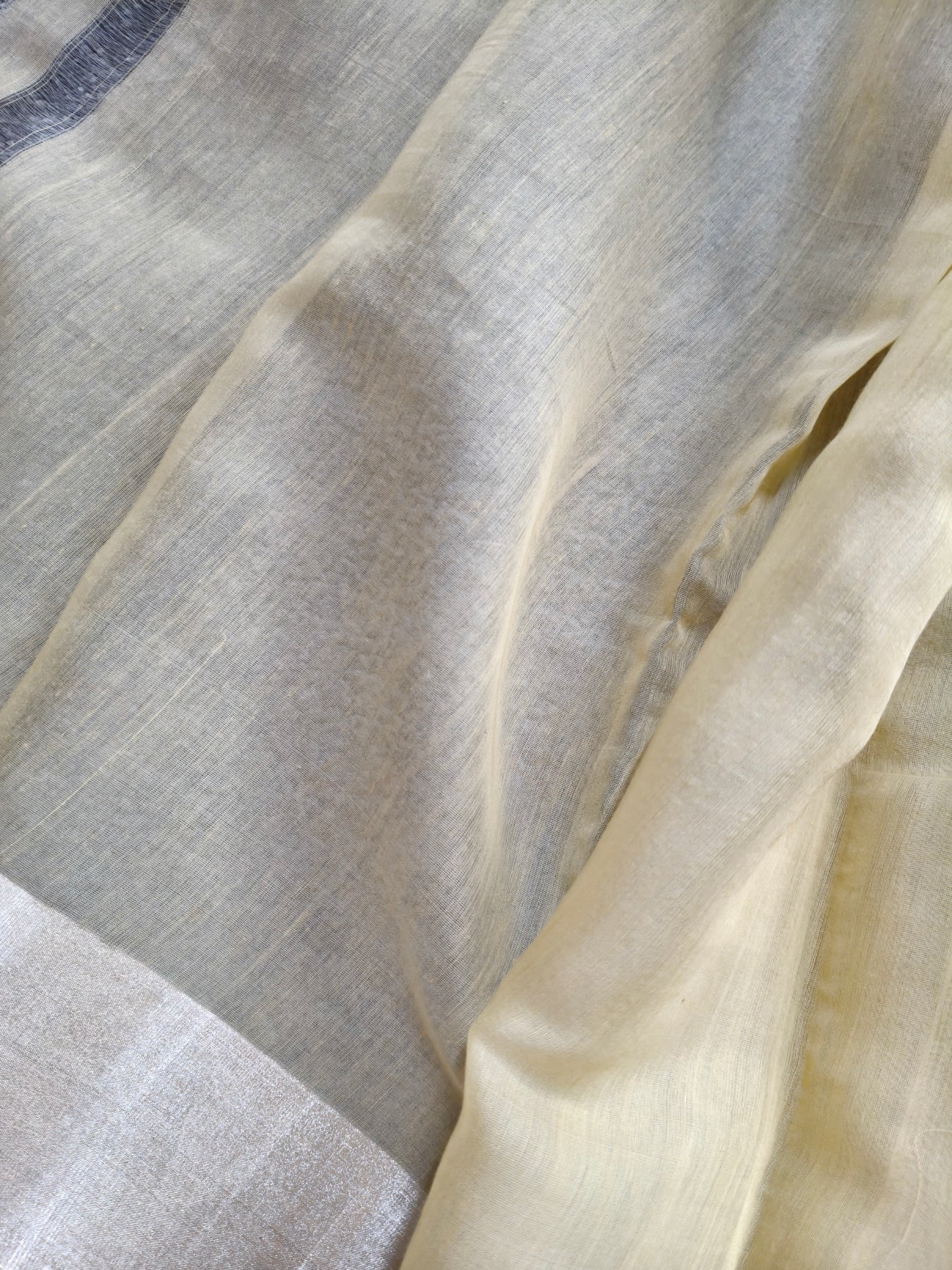 CREAM MUL COTTON PURE HANDLOOM CHANDERI SAREE