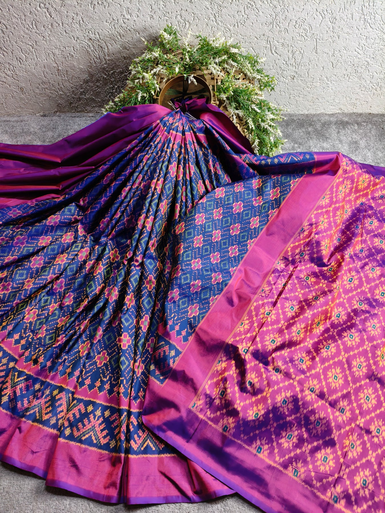 BLUE SILK PURE HANDLOOM IKKAT SAREE