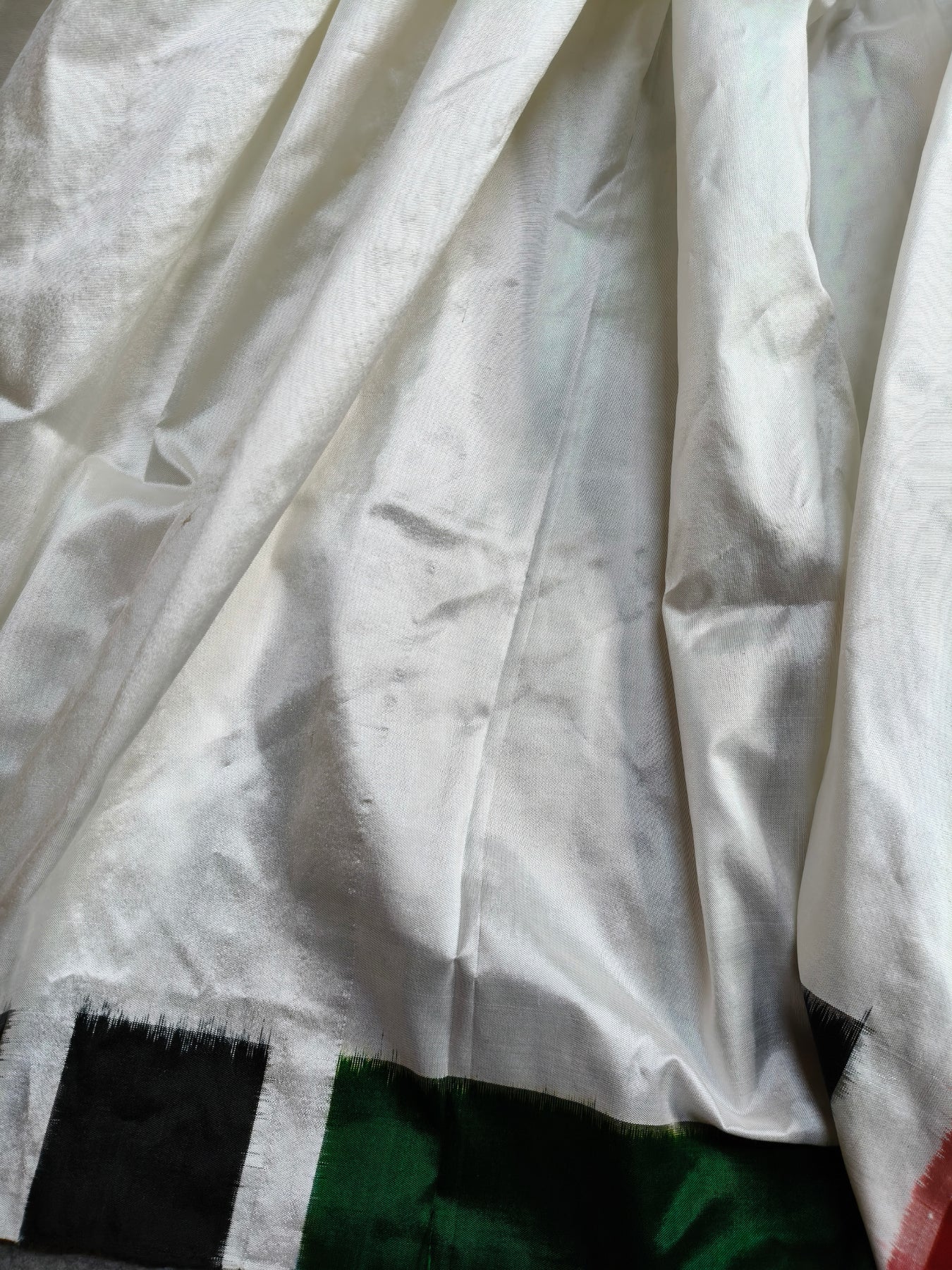 WHITE SILK PURE HANDLOOM IKKAT SAREE