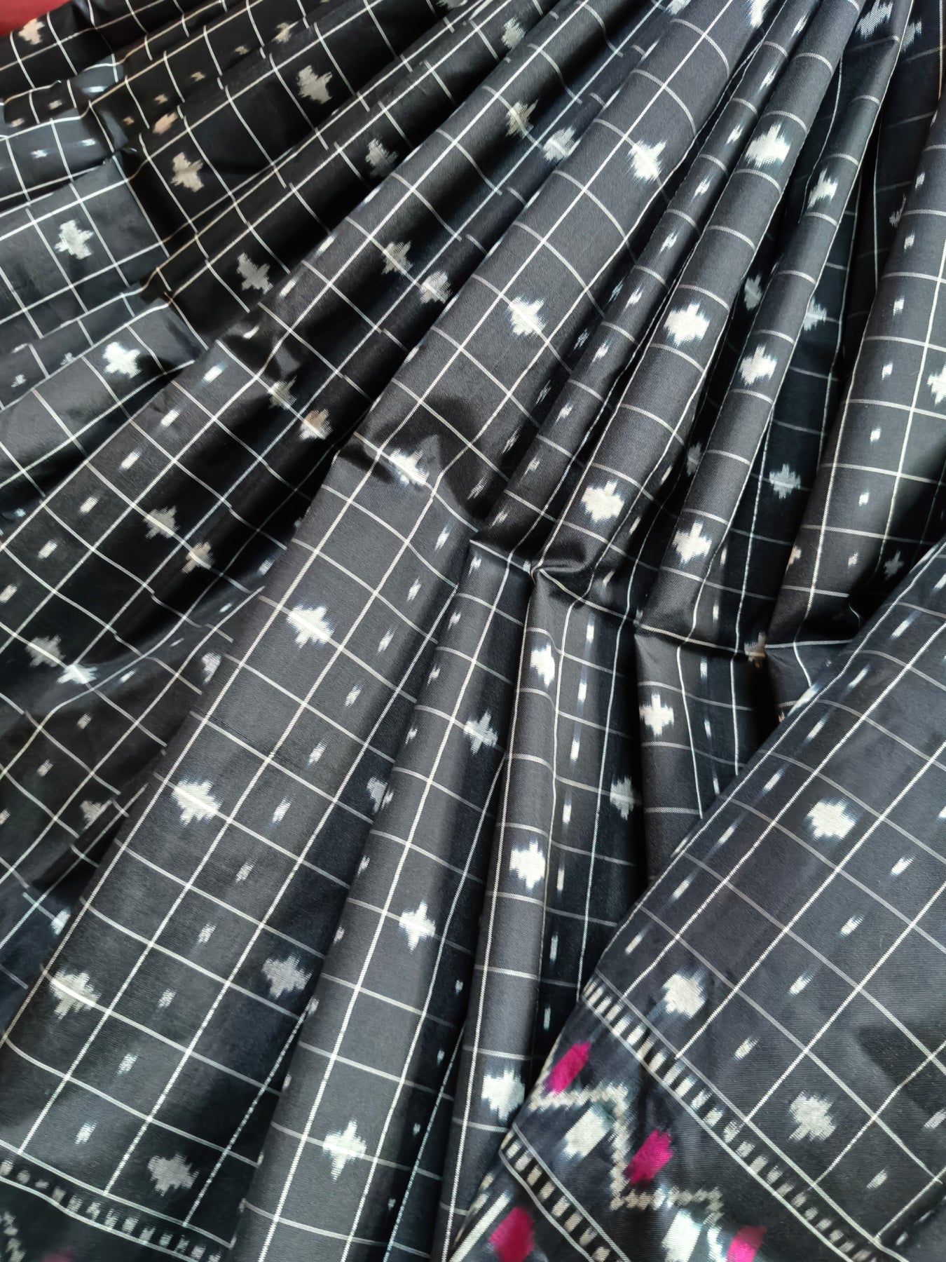 BLACK SILK PURE HANDLOOM IKKAT SAREE
