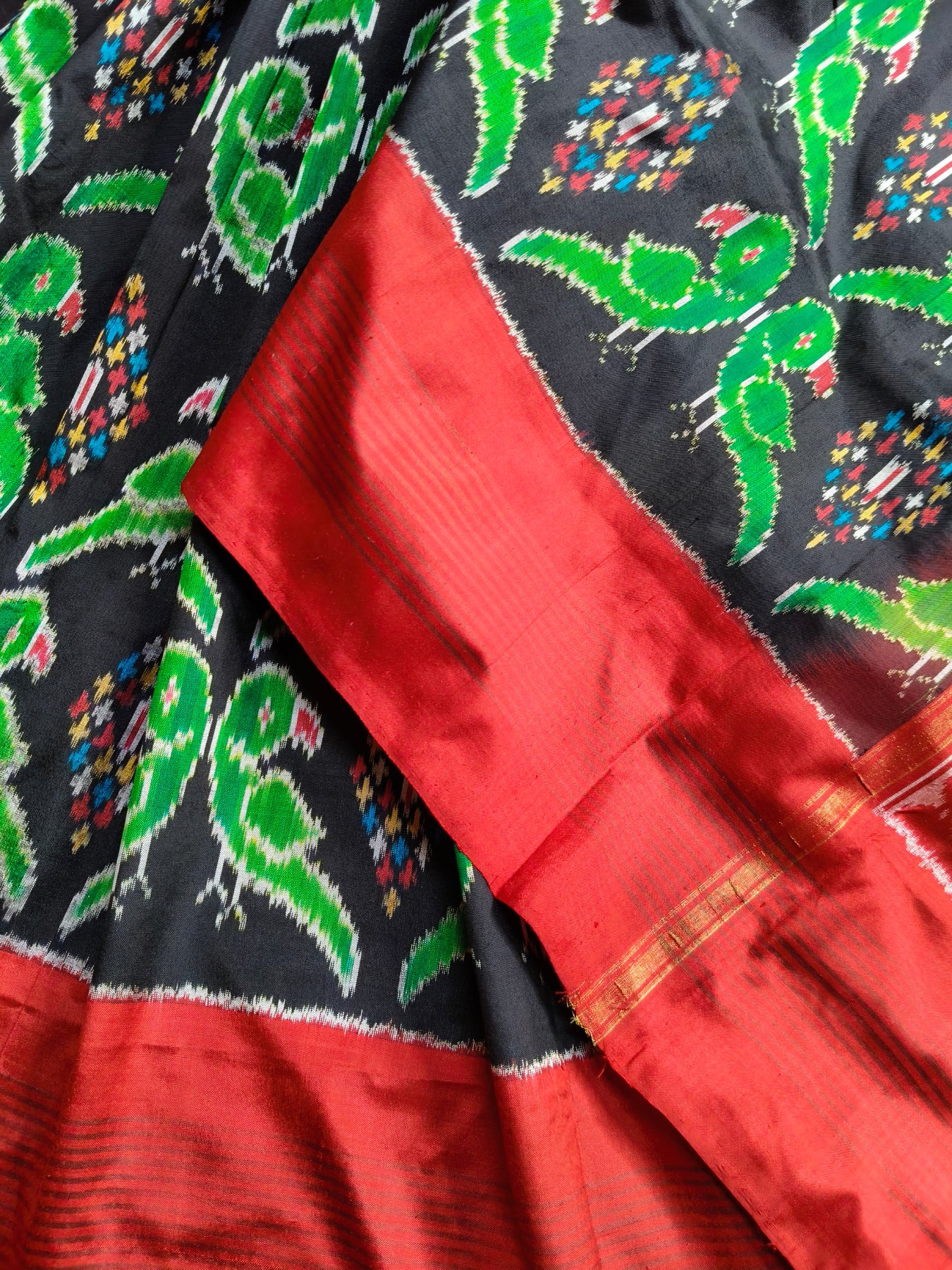 BLACK SILK PURE HANDLOOM IKKAT SAREE