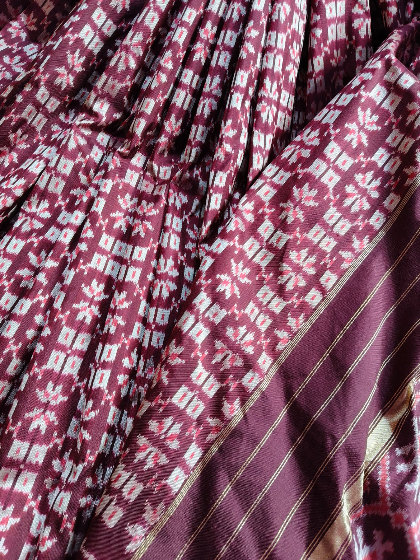 WINE SILK PURE HANDLOOM IKKAT SAREE