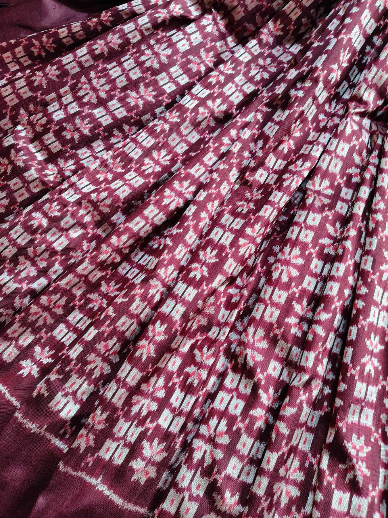 WINE SILK PURE HANDLOOM IKKAT SAREE