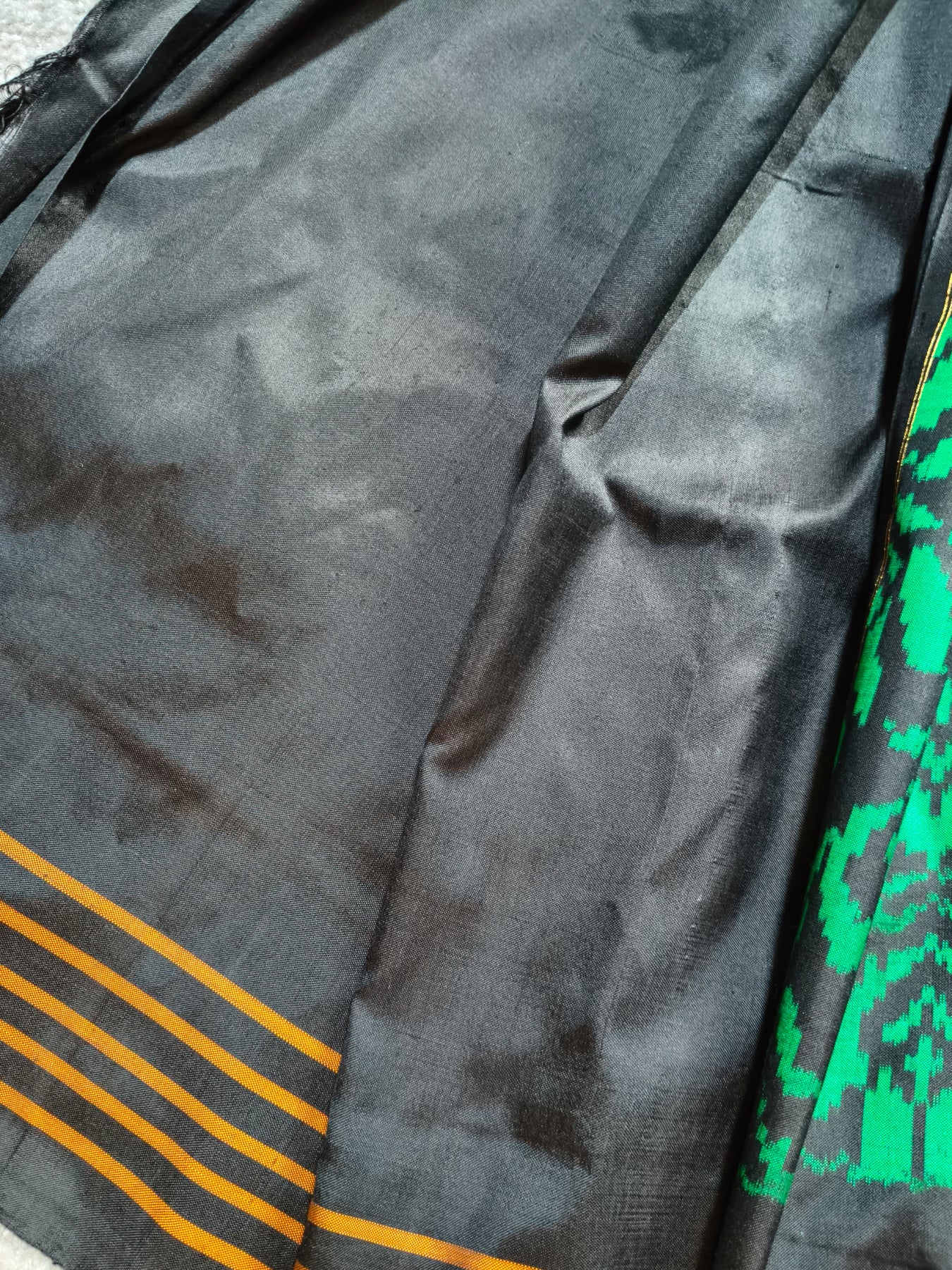 BLACK SILK PURE HANDLOOM IKKAT SAREE