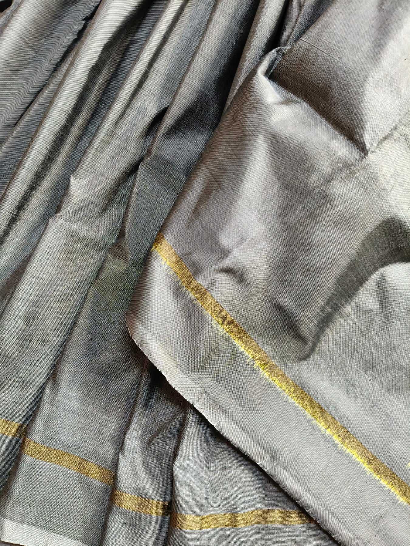 GREY SILK PURE HANDLOOM IKKAT SAREE