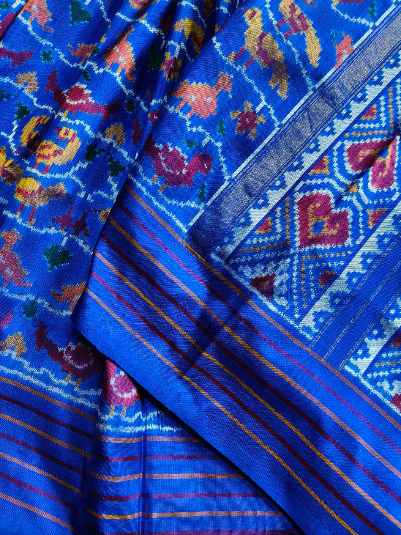 BLUE SILK PURE HANDLOOM IKKAT SAREE
