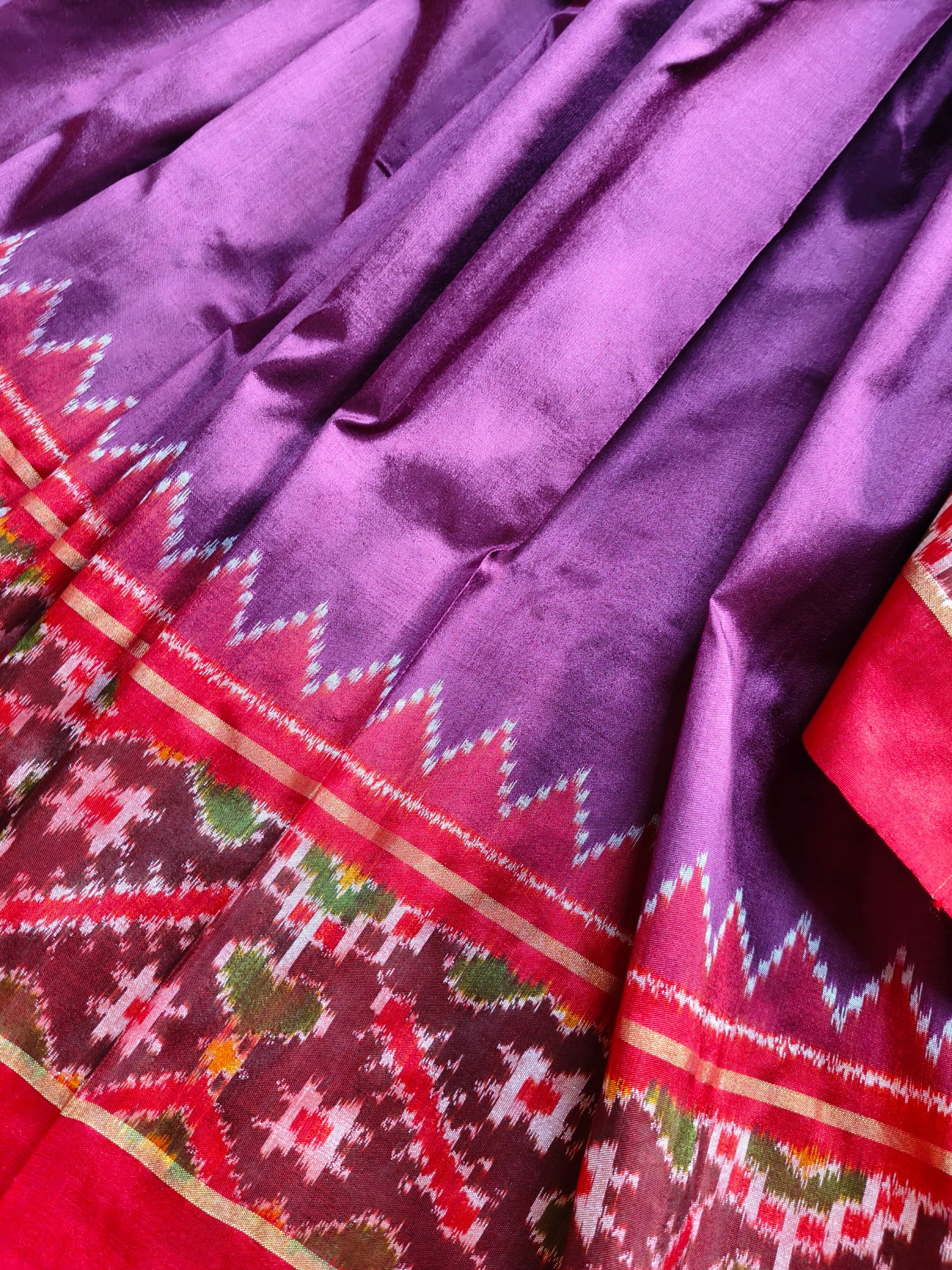 WINE SILK PURE HANDLOOM IKKAT SAREE
