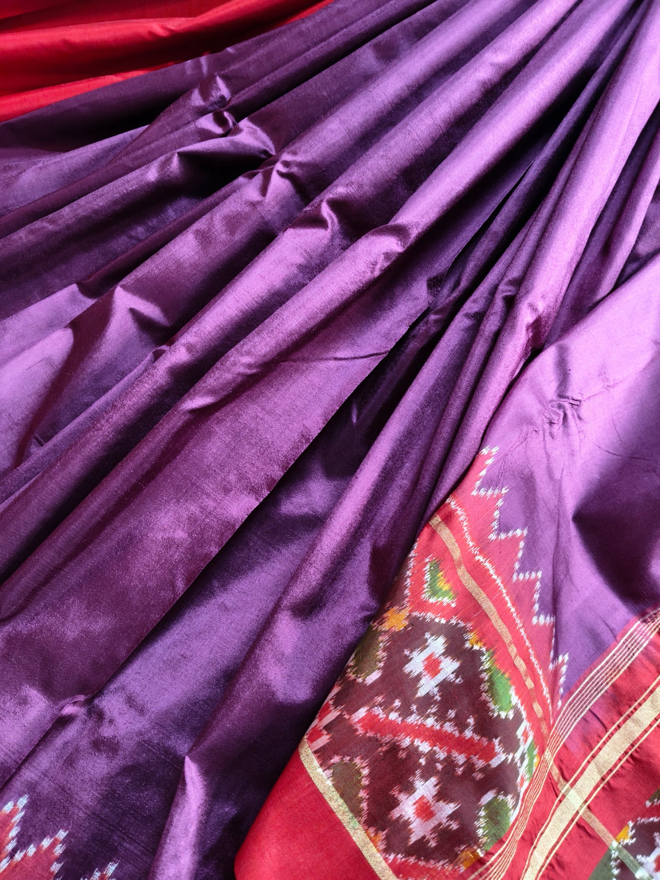 WINE SILK PURE HANDLOOM IKKAT SAREE