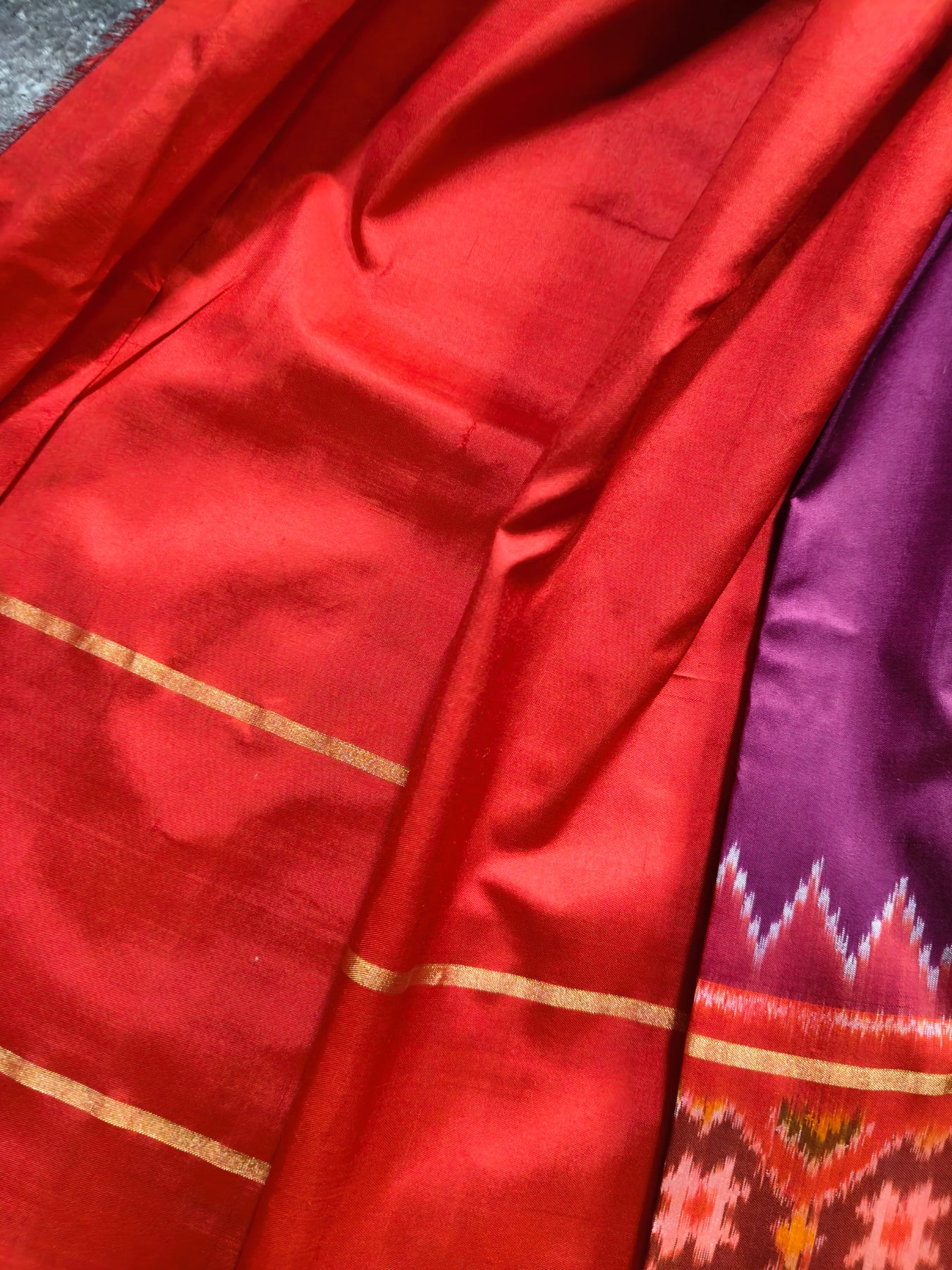 WINE SILK PURE HANDLOOM IKKAT SAREE