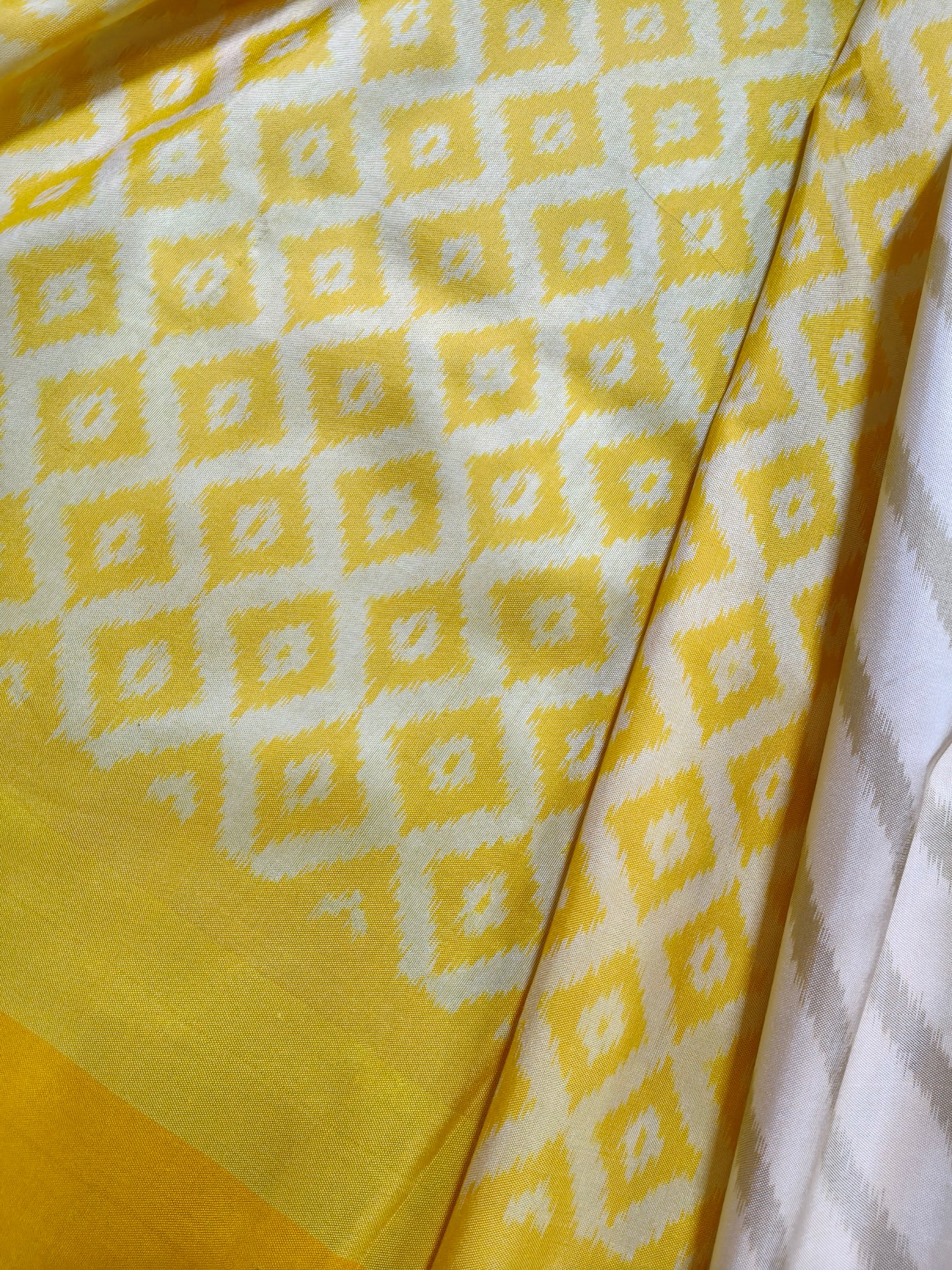 OFF WHITE SILK PURE HANDLOOM IKKAT SAREE
