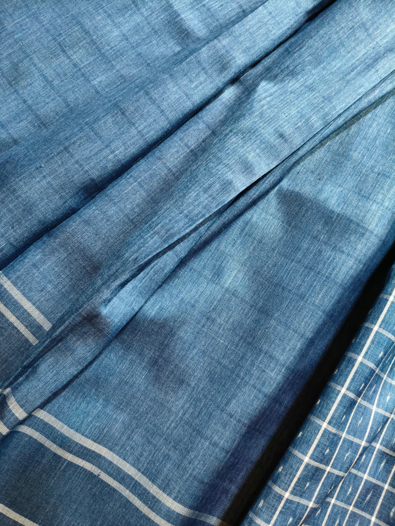 GREYISH BLUE SILK PURE HANDLOOM IKKAT SAREE