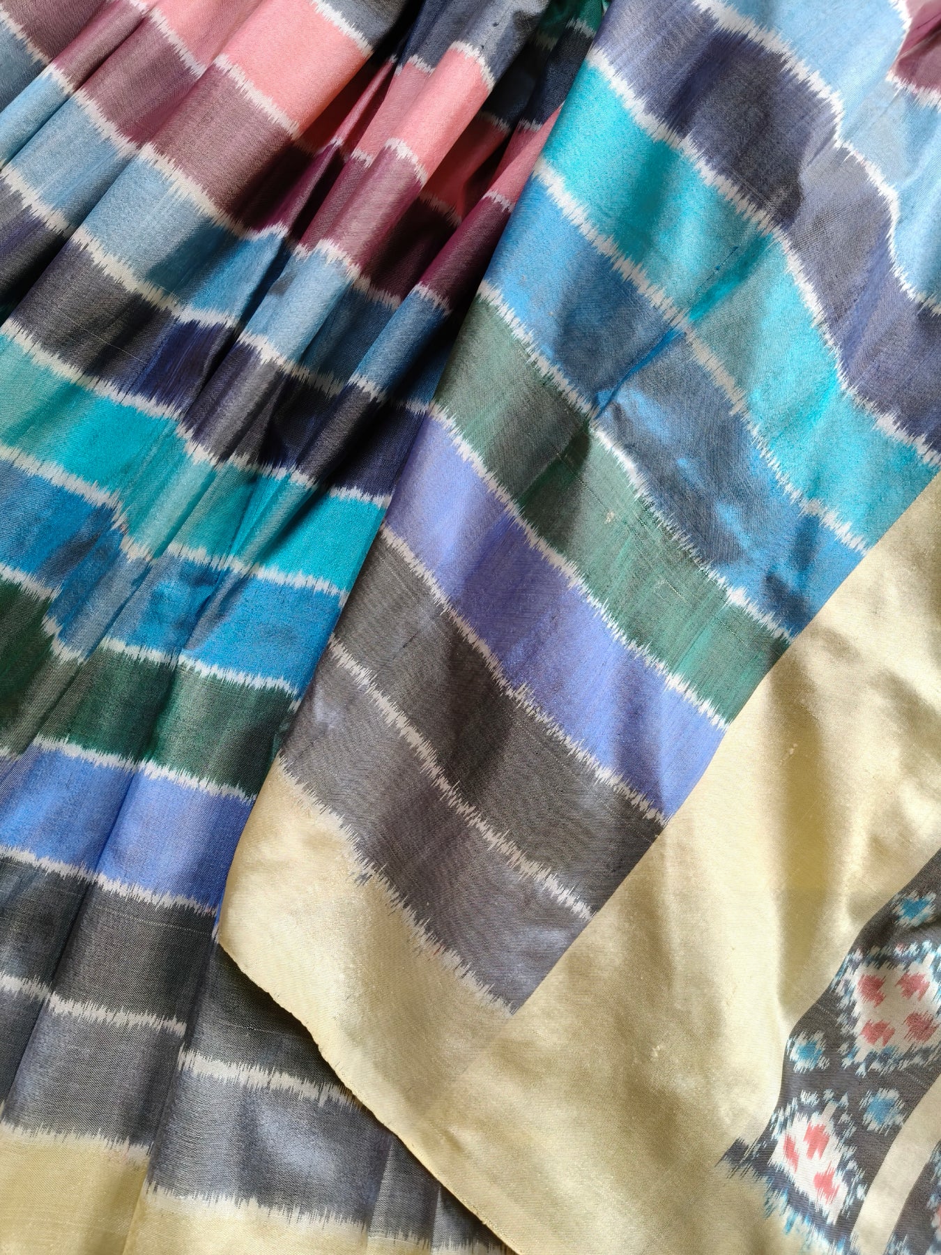 COLOURFUL SILK PURE HANDLOOM IKKAT SAREE