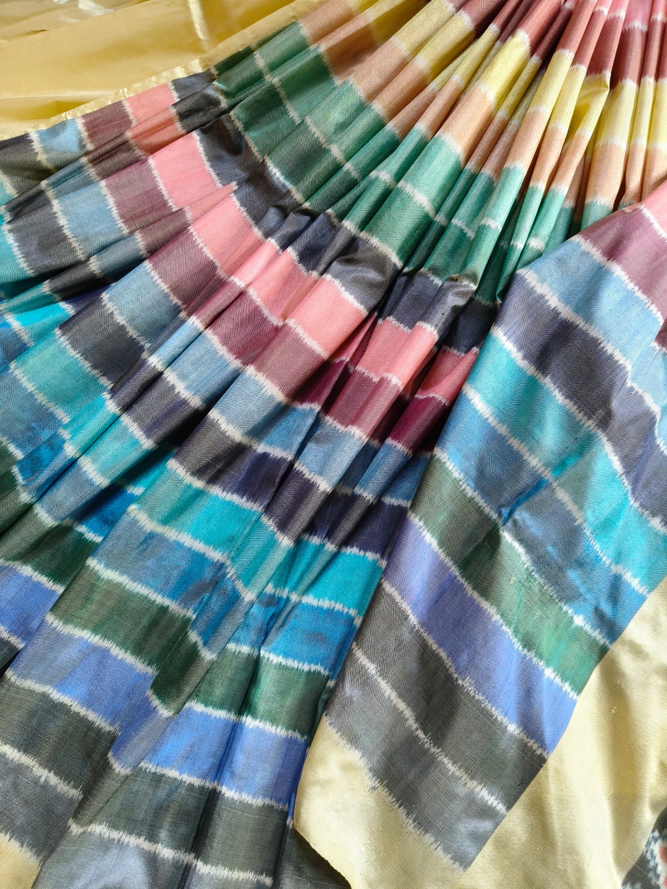 COLOURFUL SILK PURE HANDLOOM IKKAT SAREE