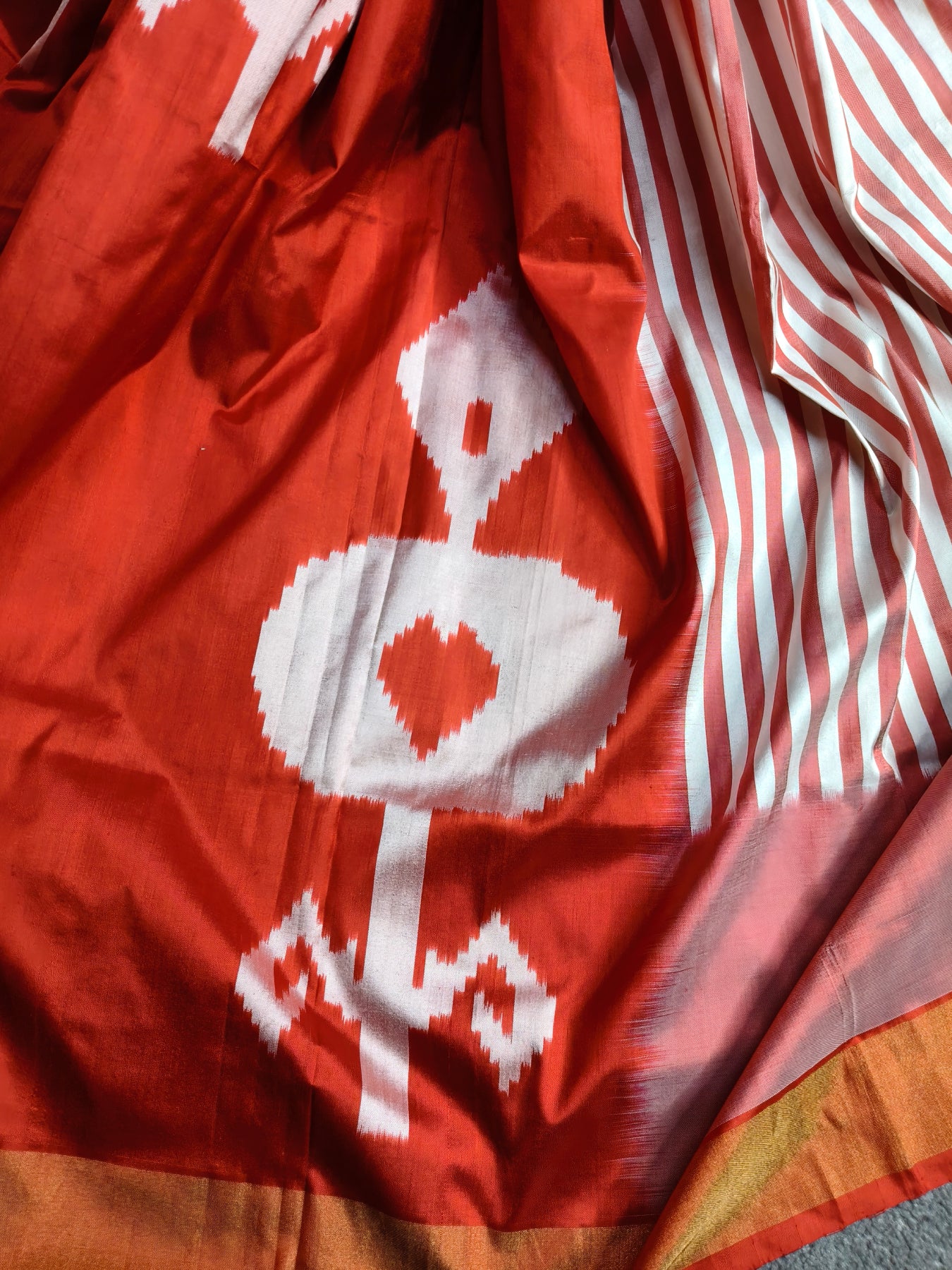 RED SILK PURE HANDLOOM IKKAT SAREE