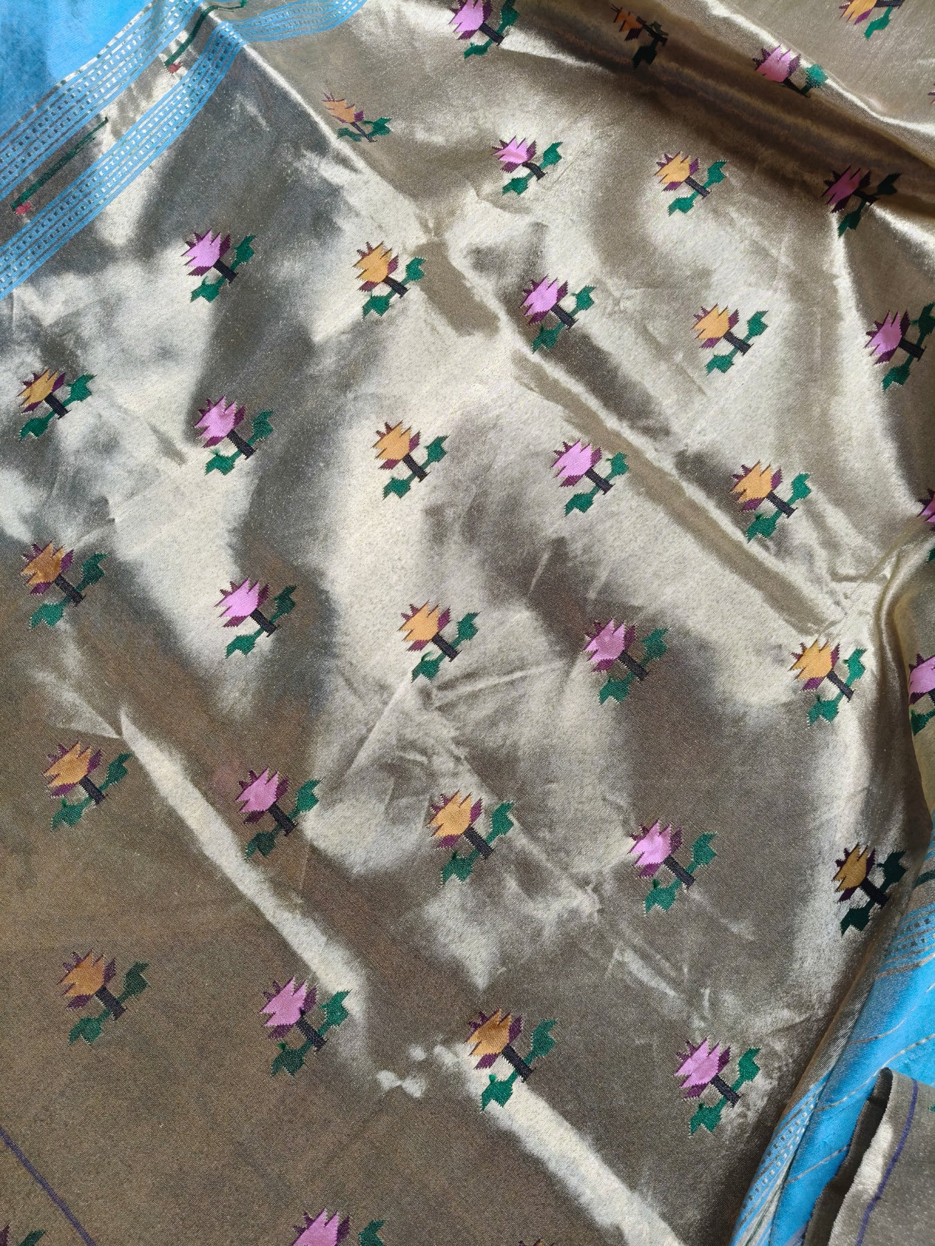 BLUE TISSUE SILK PURE HANDLOOM PAITHANI SAREE