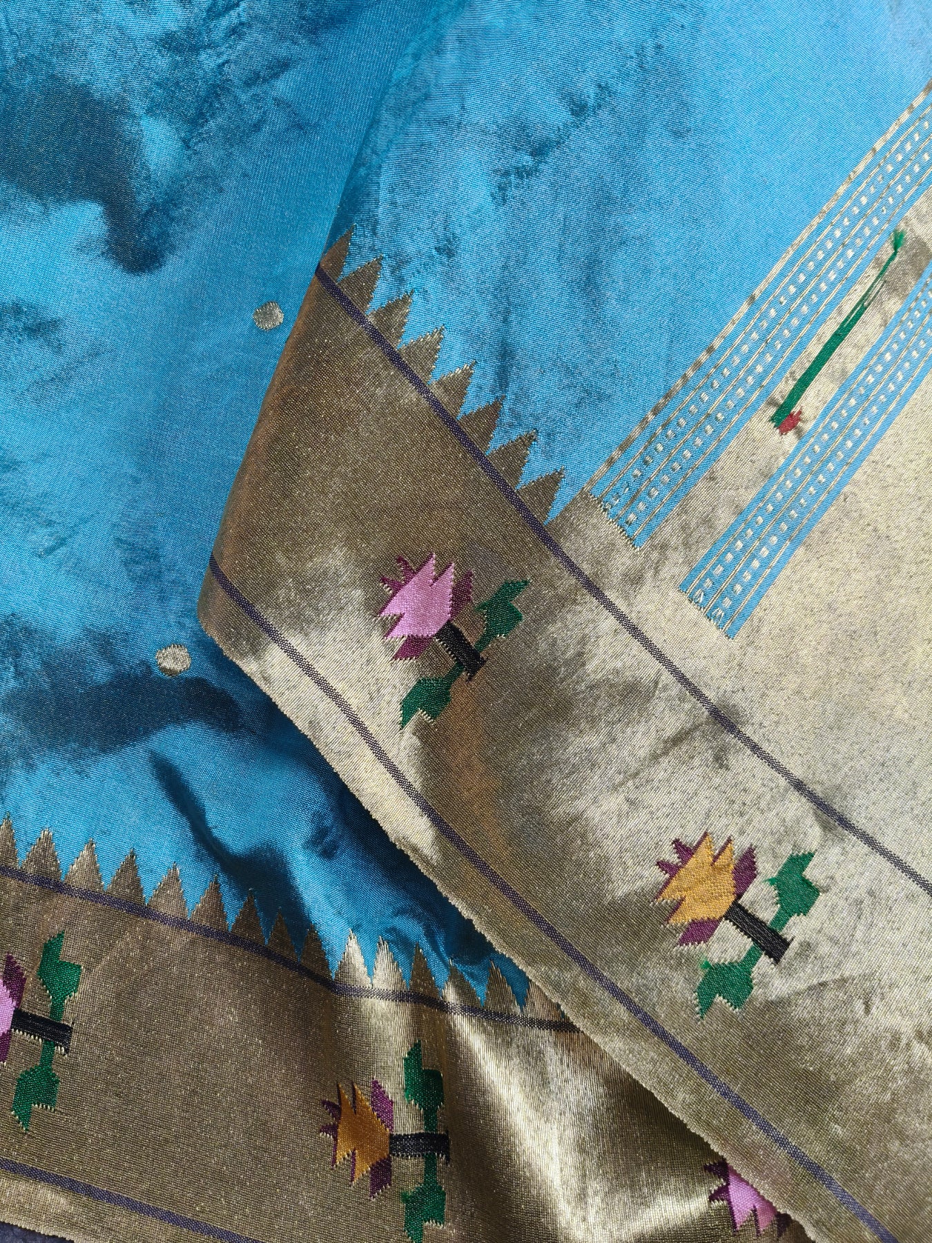 BLUE TISSUE SILK PURE HANDLOOM PAITHANI SAREE
