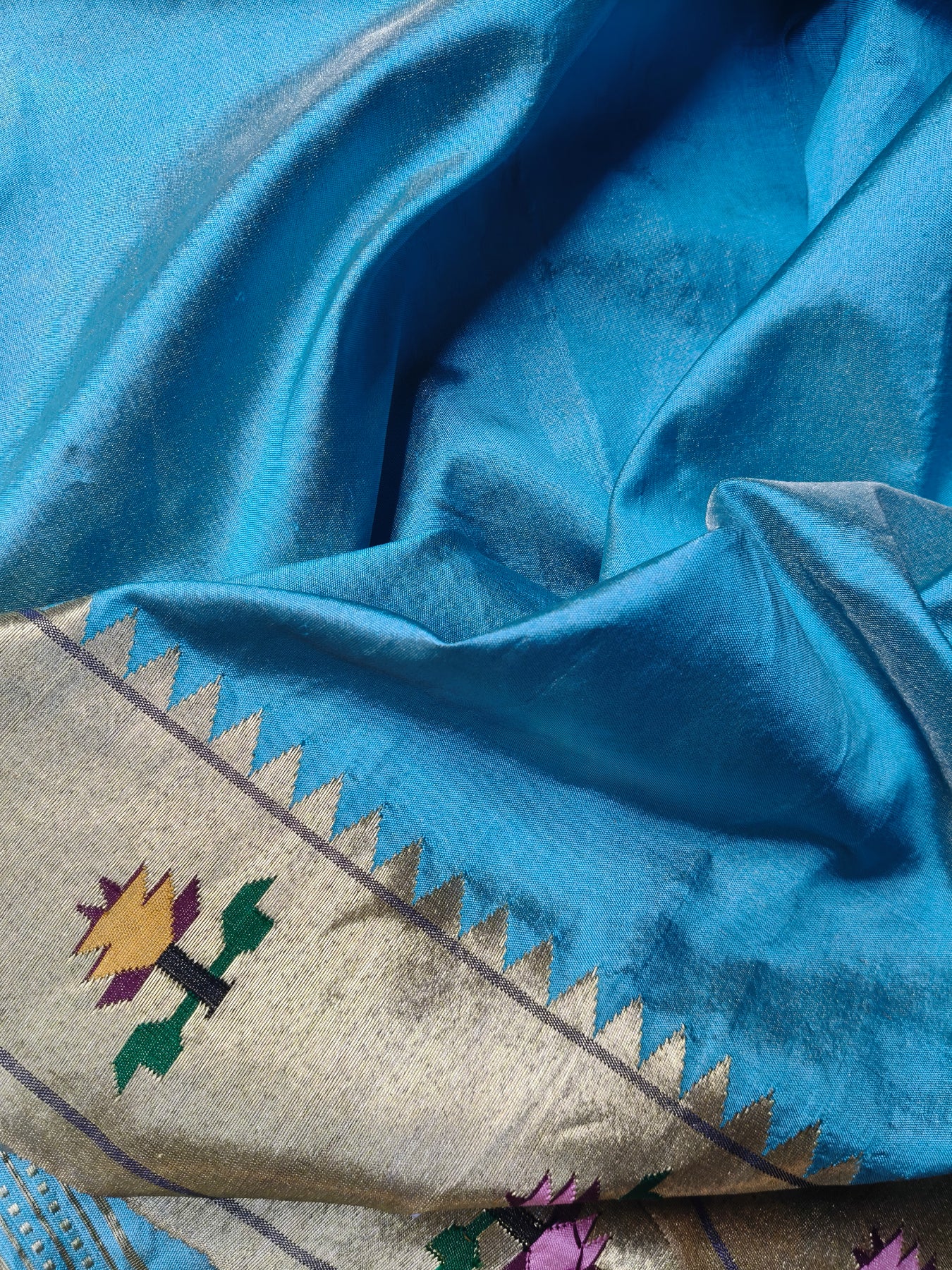BLUE TISSUE SILK PURE HANDLOOM PAITHANI SAREE