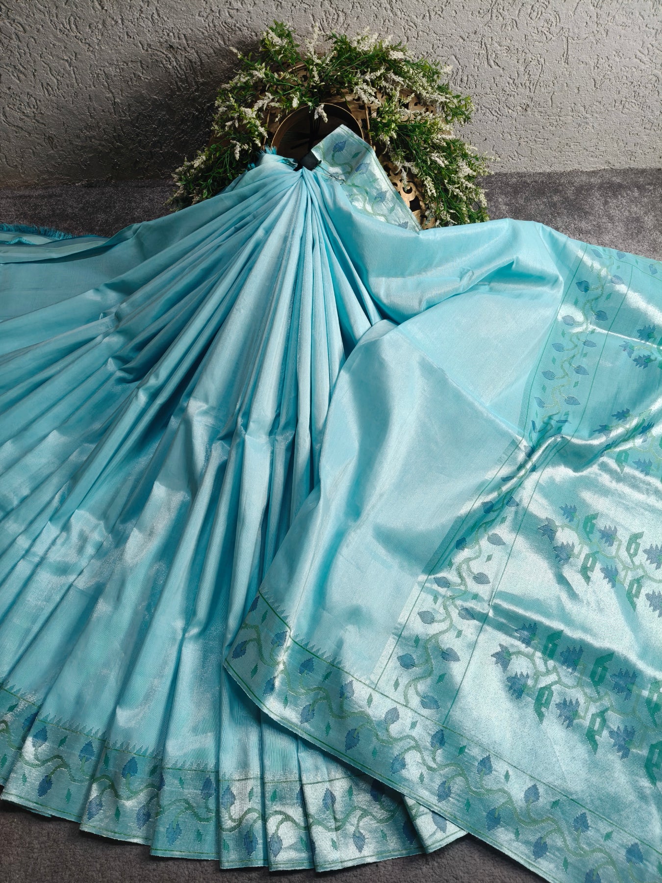 BLUE TISSUE SILK PURE HANDLOOM PAITHANI SAREE