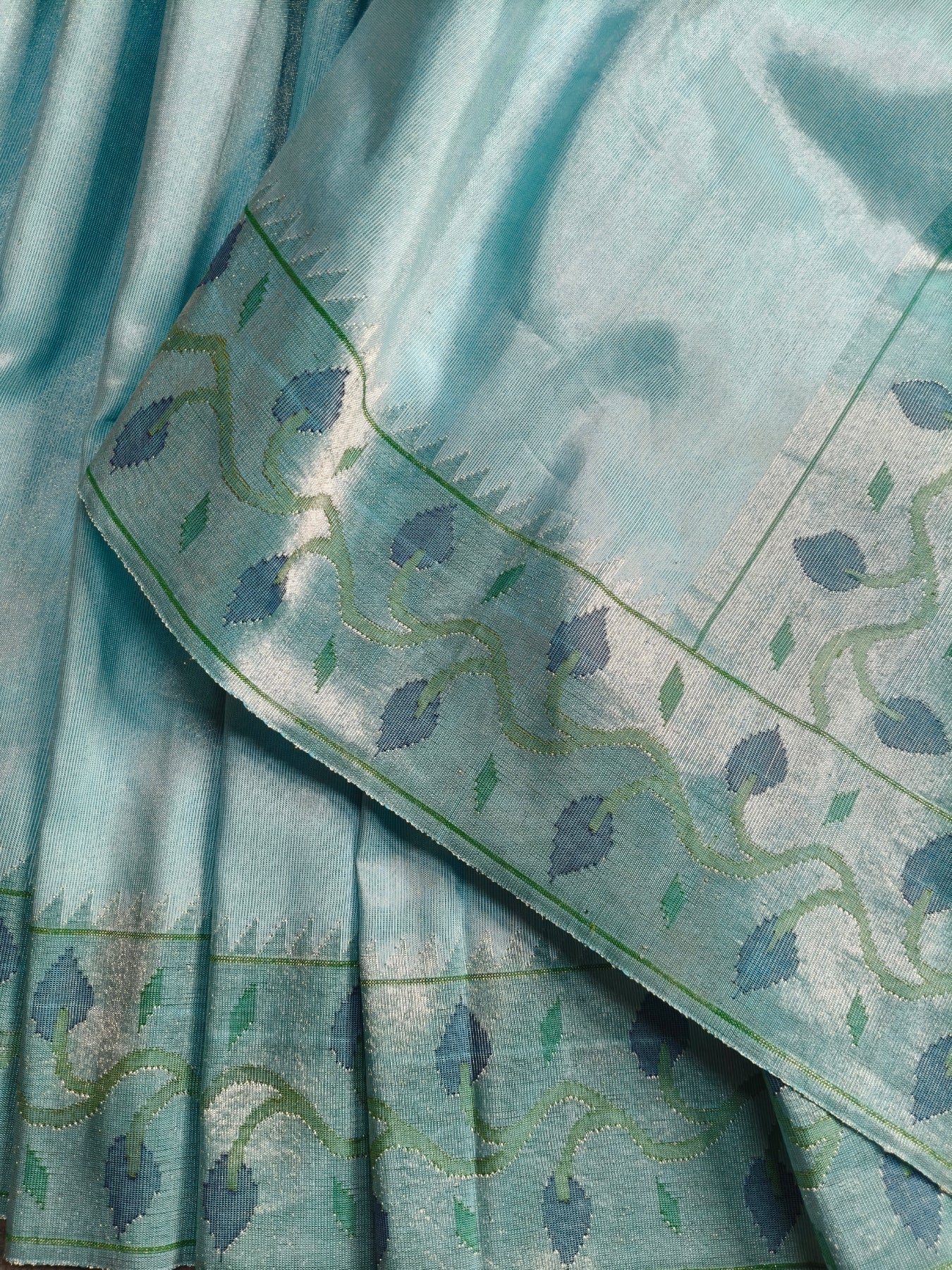 BLUE TISSUE SILK PURE HANDLOOM PAITHANI SAREE