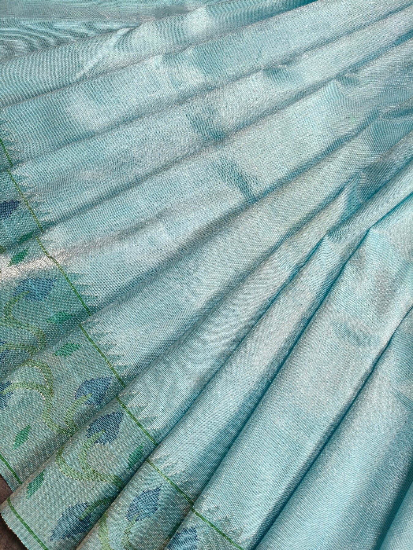 BLUE TISSUE SILK PURE HANDLOOM PAITHANI SAREE