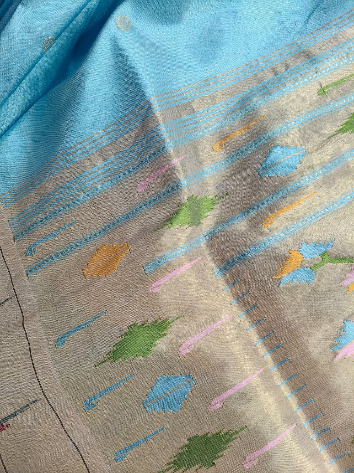 BLUE SILK PURE HANDLOOM PAITHANI SAREE