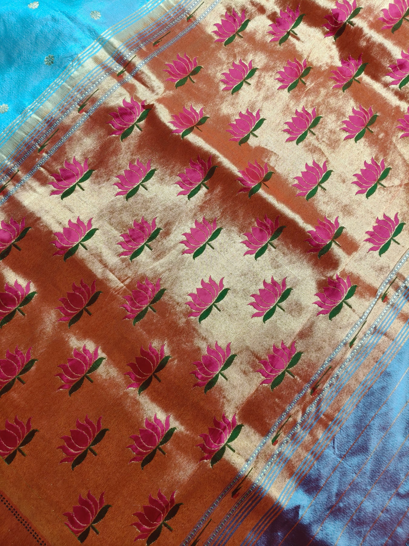BLUE SILK PURE HANDLOOM PAITHANI SAREE