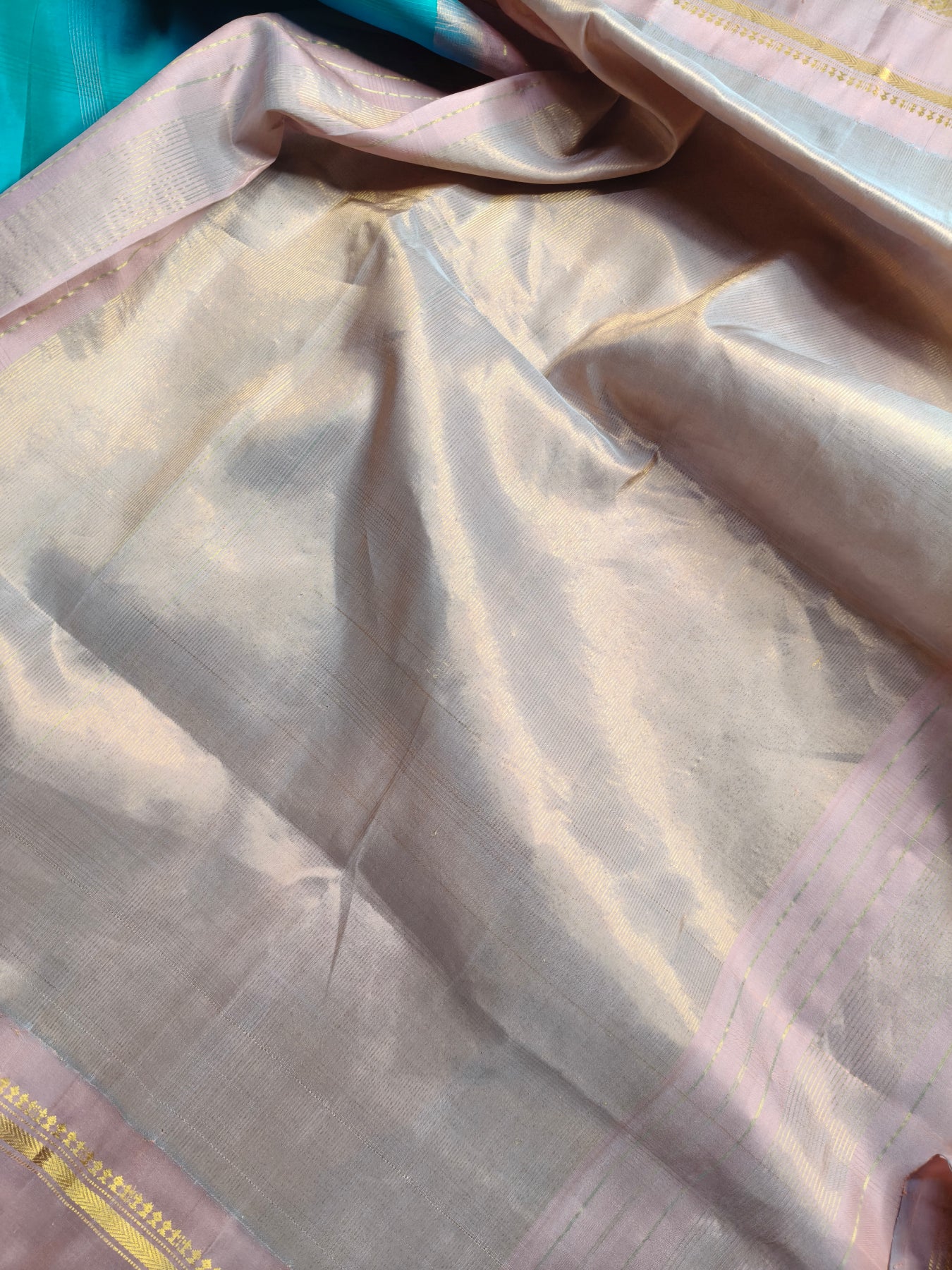 BLUE SILK PURE HANDLOOM GADWAL SAREE