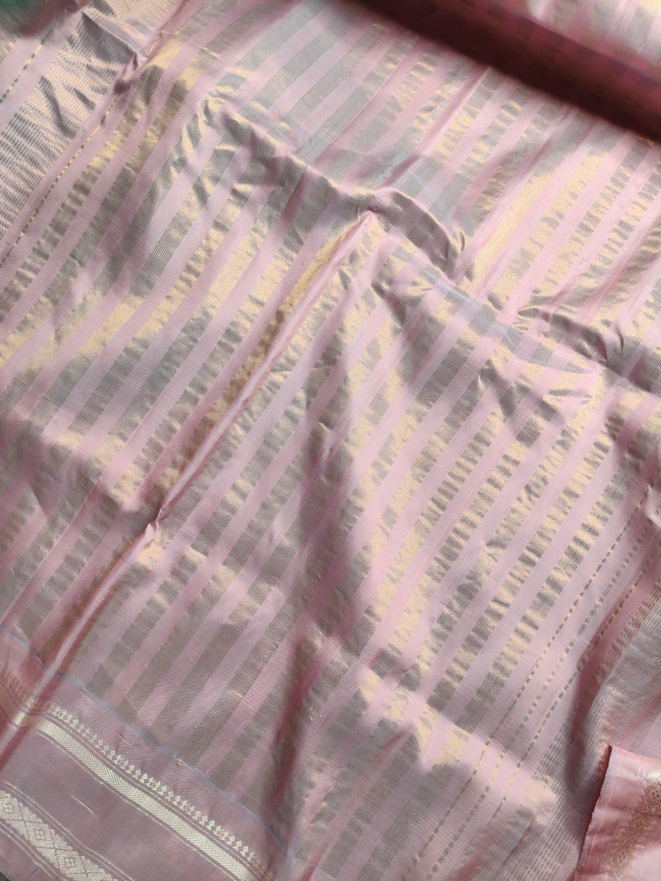 AQUA BLUE SILK PURE HANDLOOM GADWAL SAREE