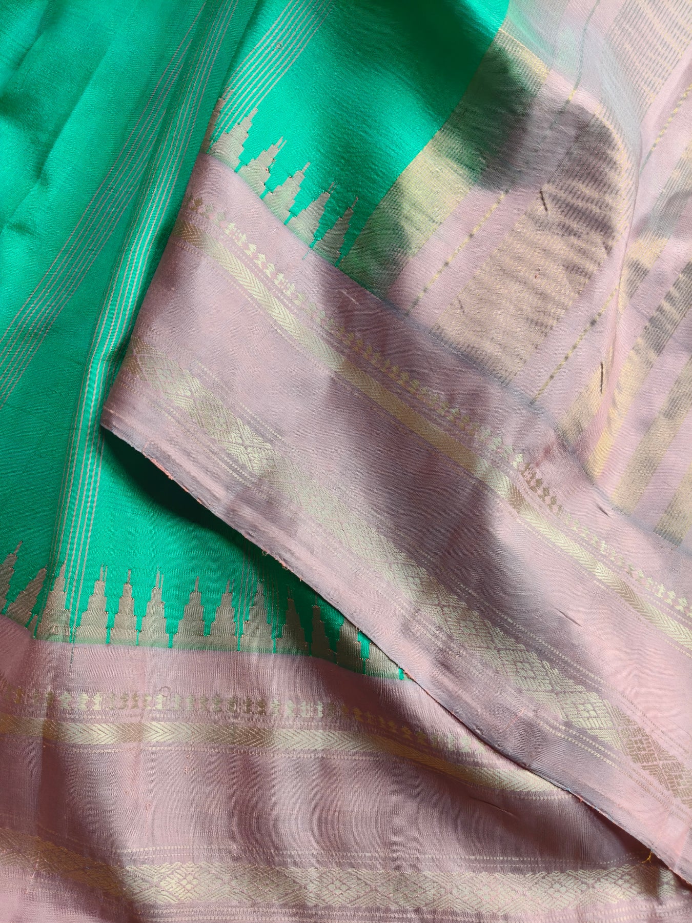 AQUA BLUE SILK PURE HANDLOOM GADWAL SAREE