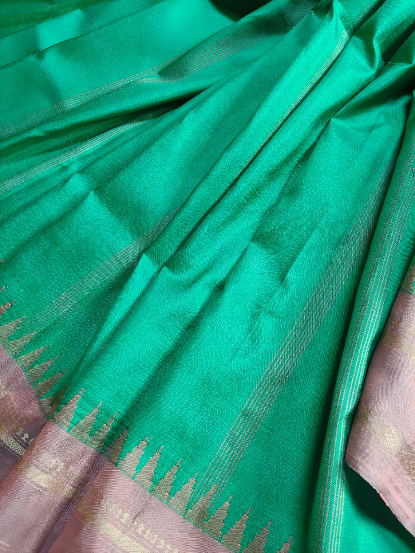 AQUA BLUE SILK PURE HANDLOOM GADWAL SAREE