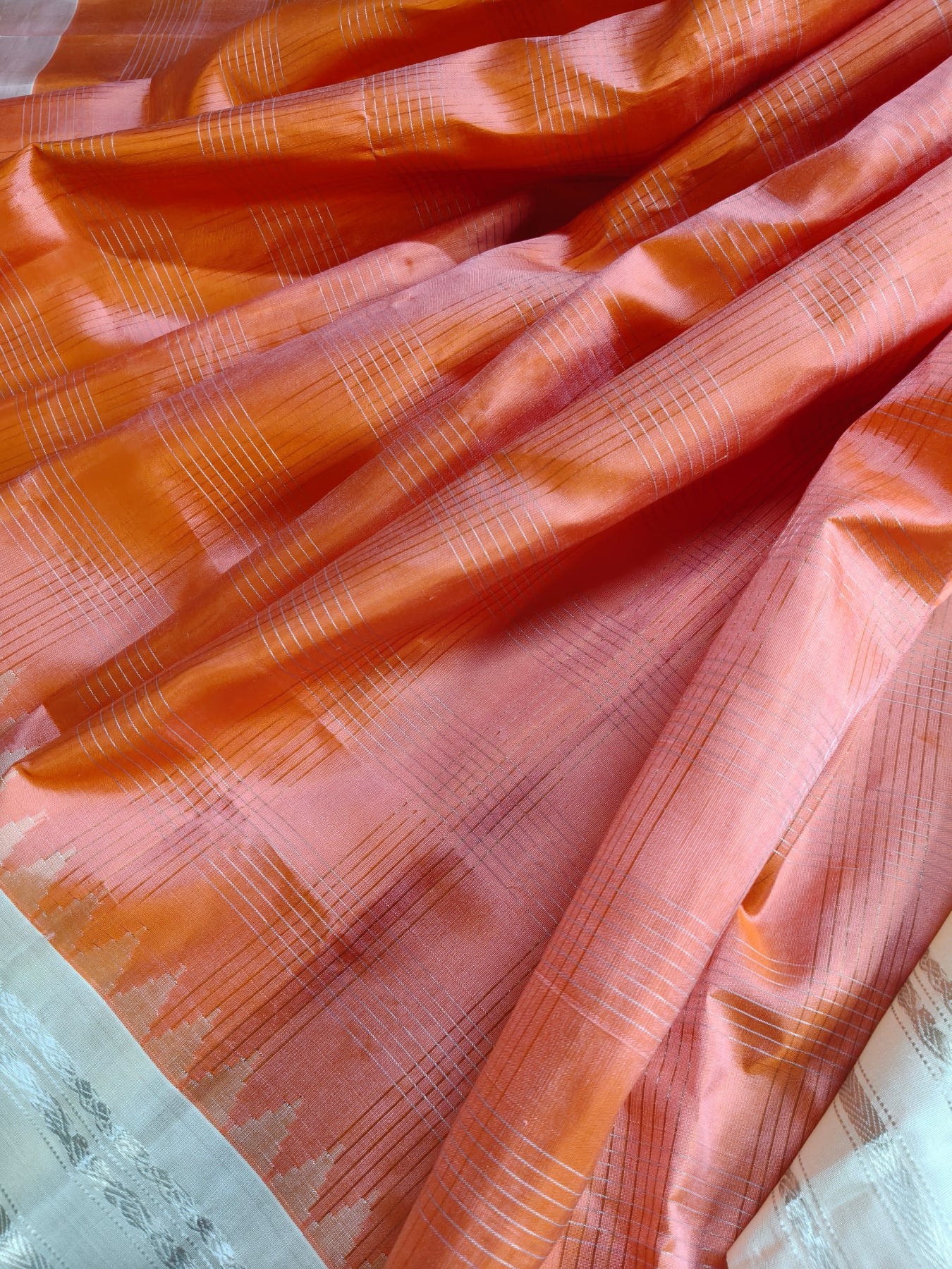 CORAL SILK PURE HANDLOOM GADWAL SAREE