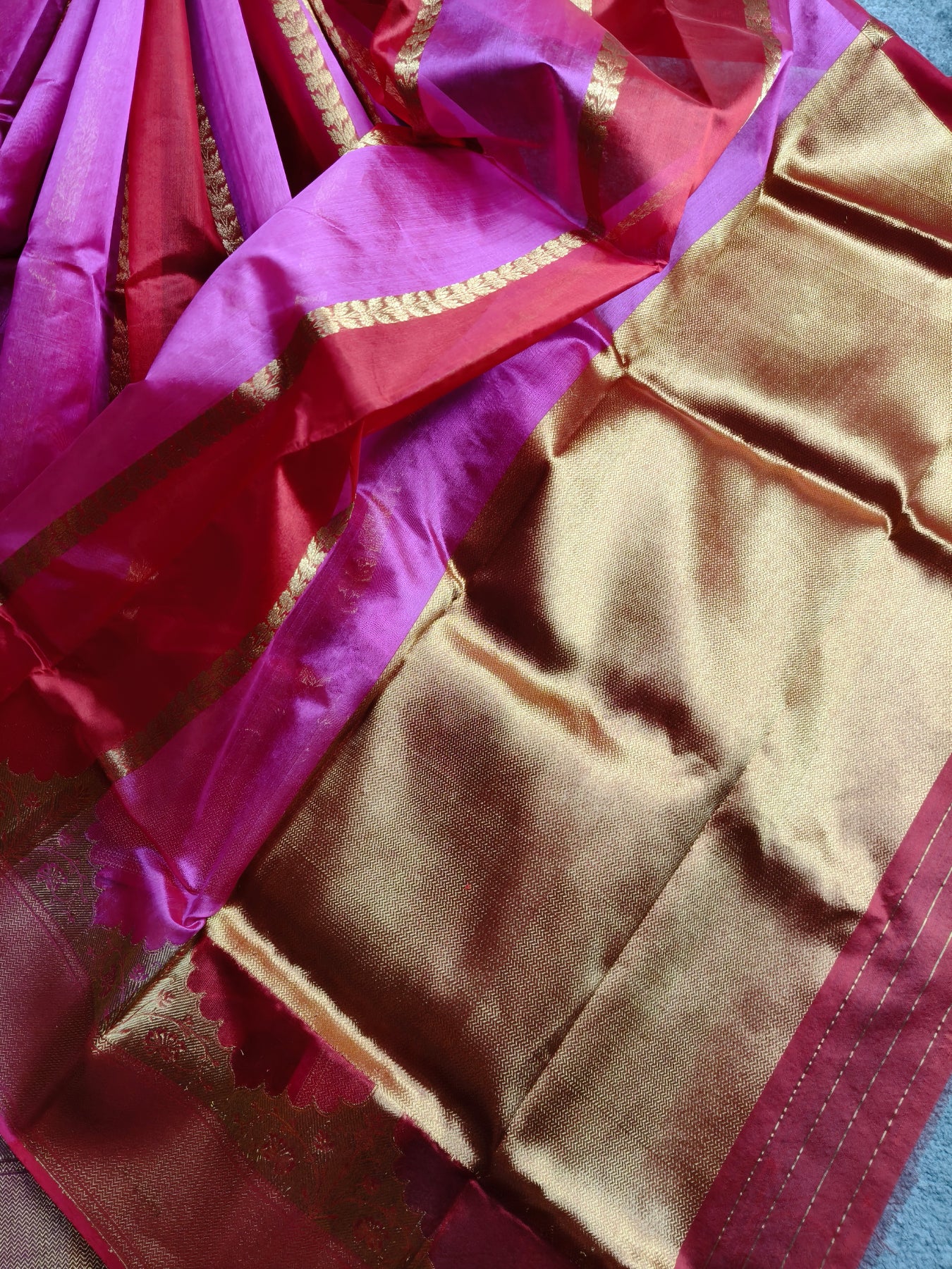 PINK RED SILK PURE HANDLOOM CHANDERI SAREE