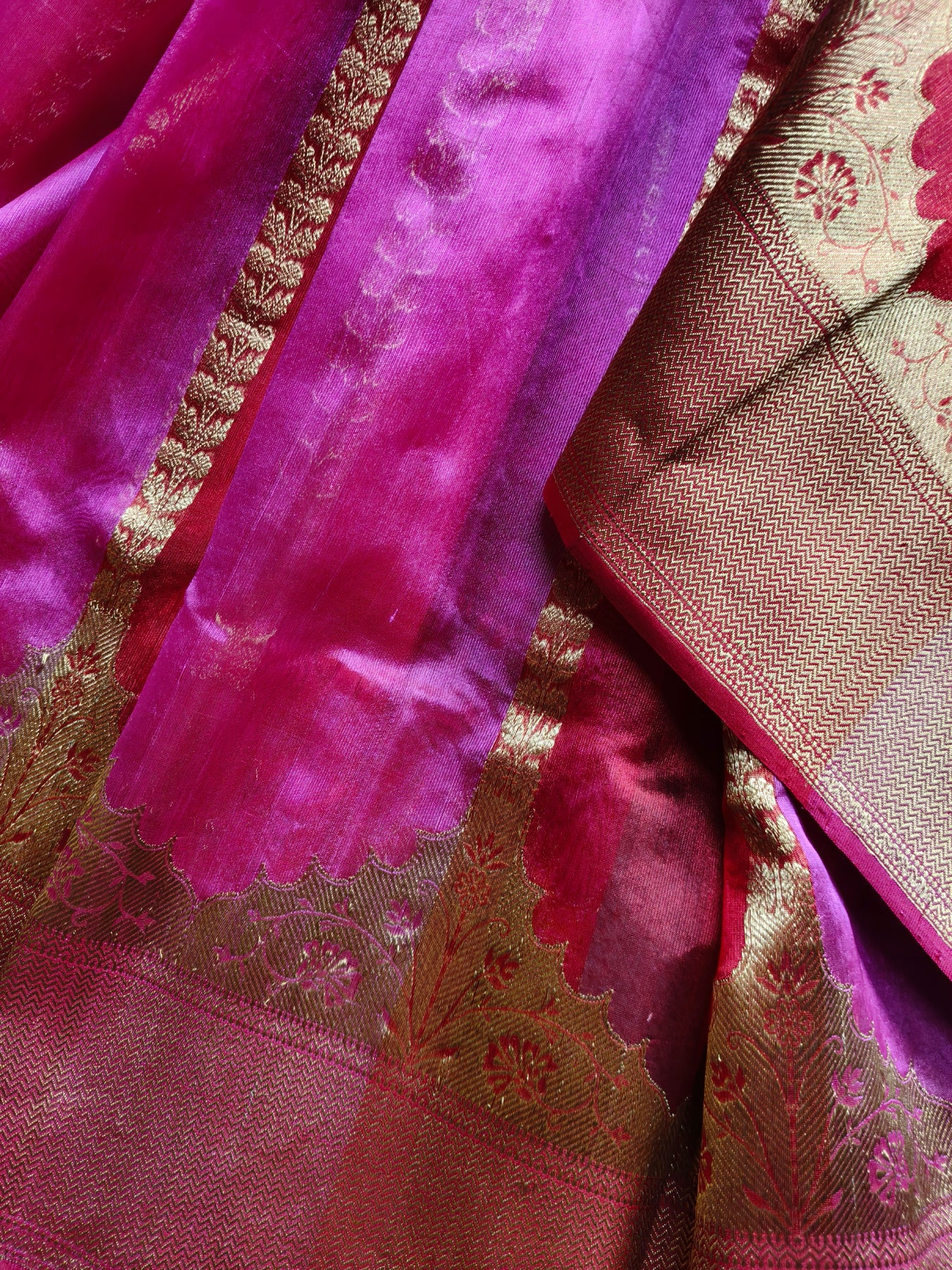 PINK RED SILK PURE HANDLOOM CHANDERI SAREE