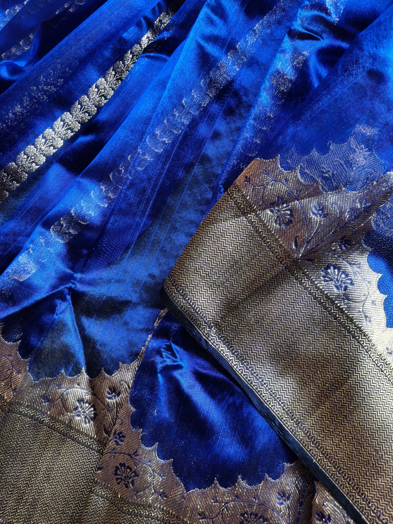 ROYAL BLUE SILK PURE HANDLOOM CHANDERI SAREE