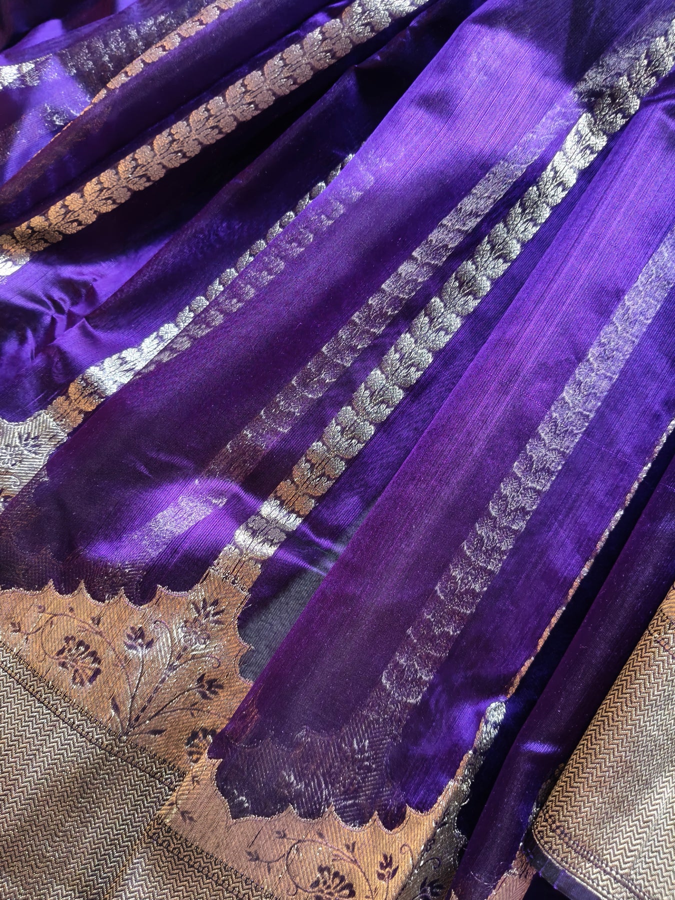 PURPLE SILK PURE HANDLOOM CHANDERI SAREE