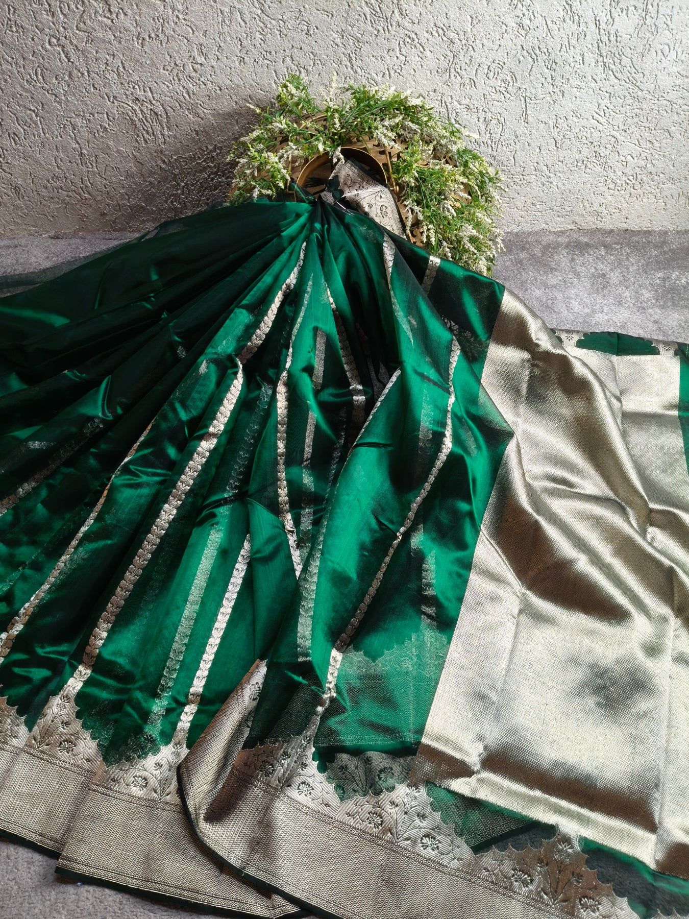 GREEN SILK PURE HANDLOOM CHANDERI SAREE