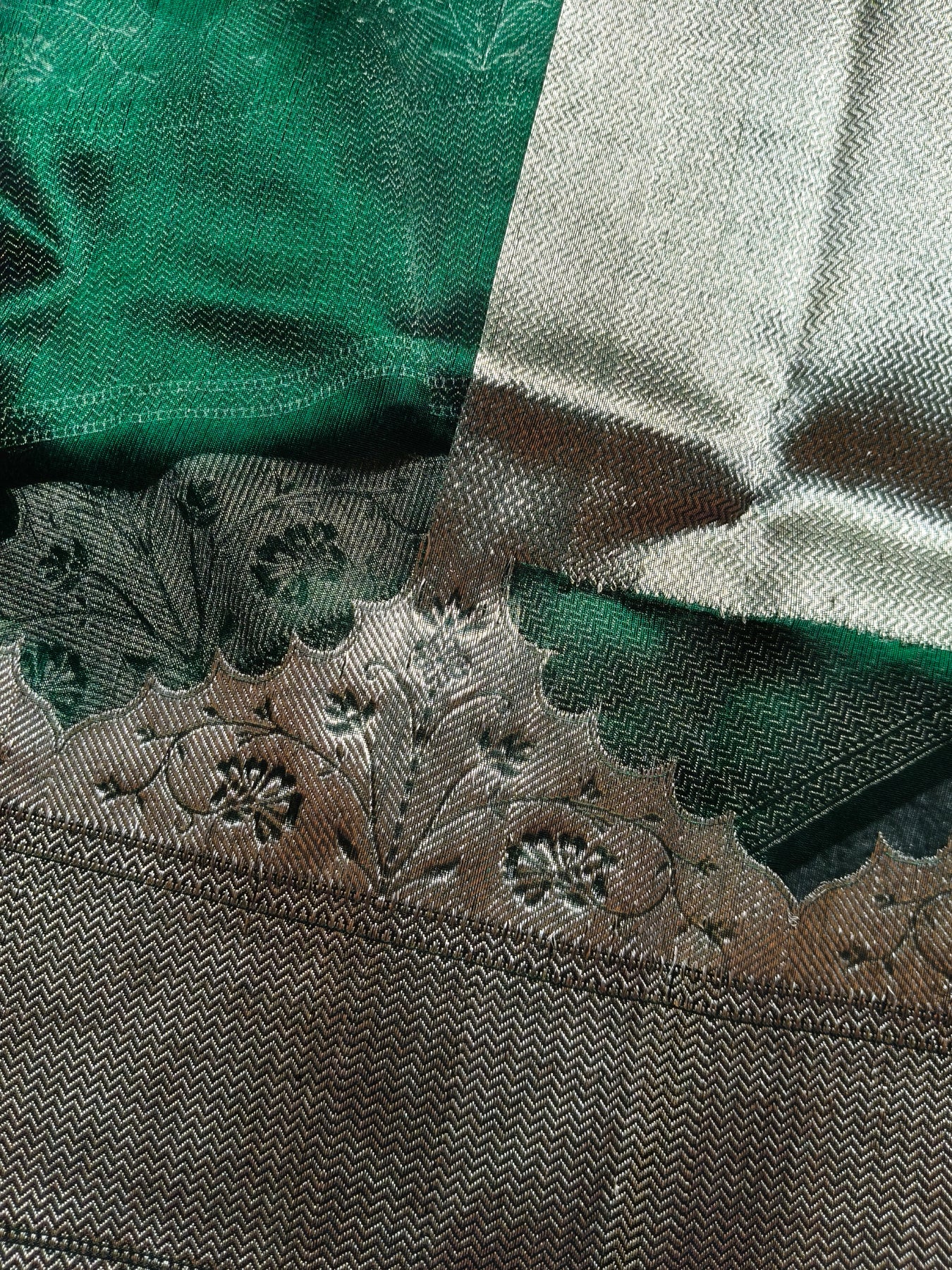 GREEN SILK PURE HANDLOOM CHANDERI SAREE