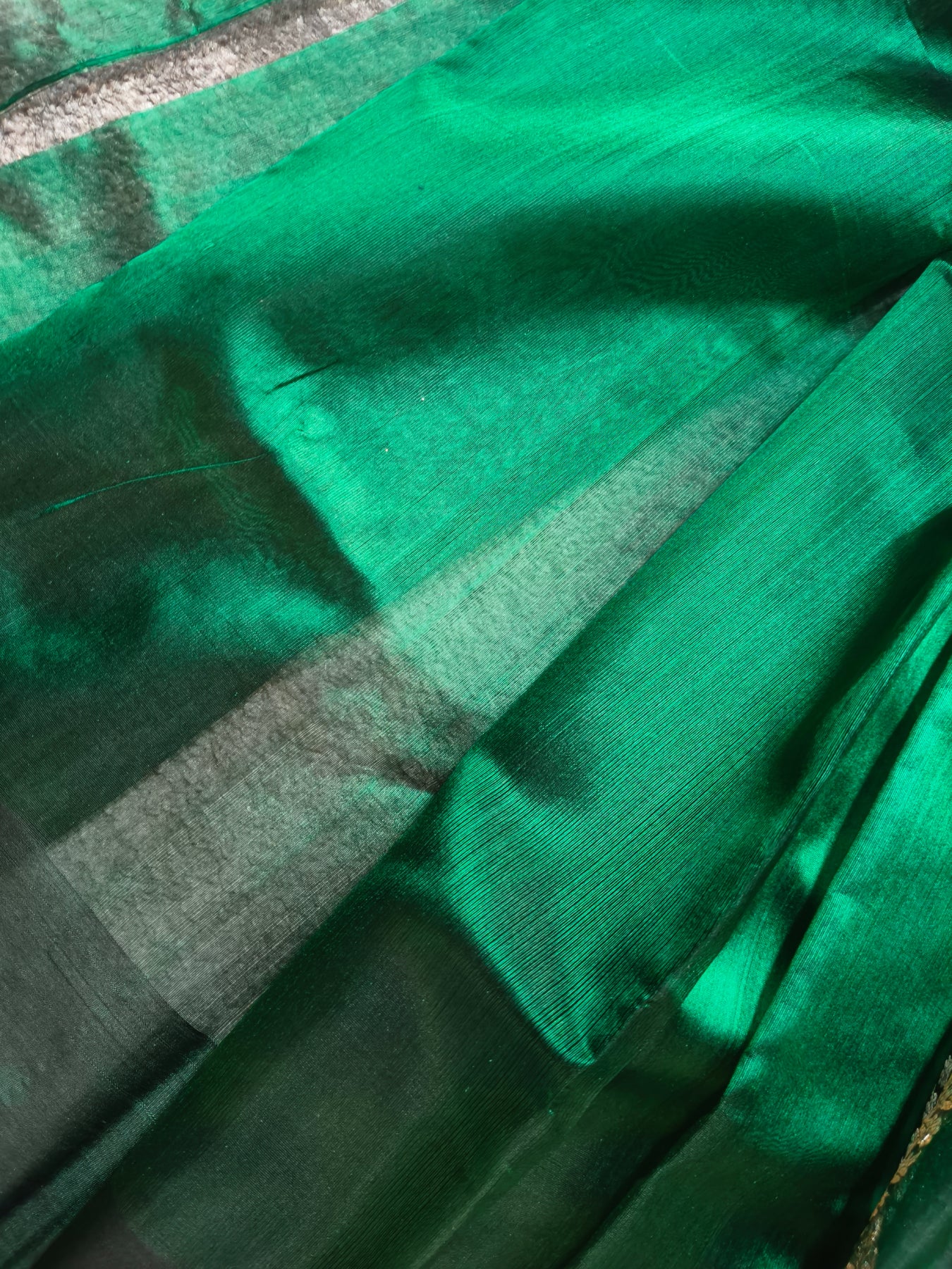 GREEN SILK PURE HANDLOOM CHANDERI SAREE