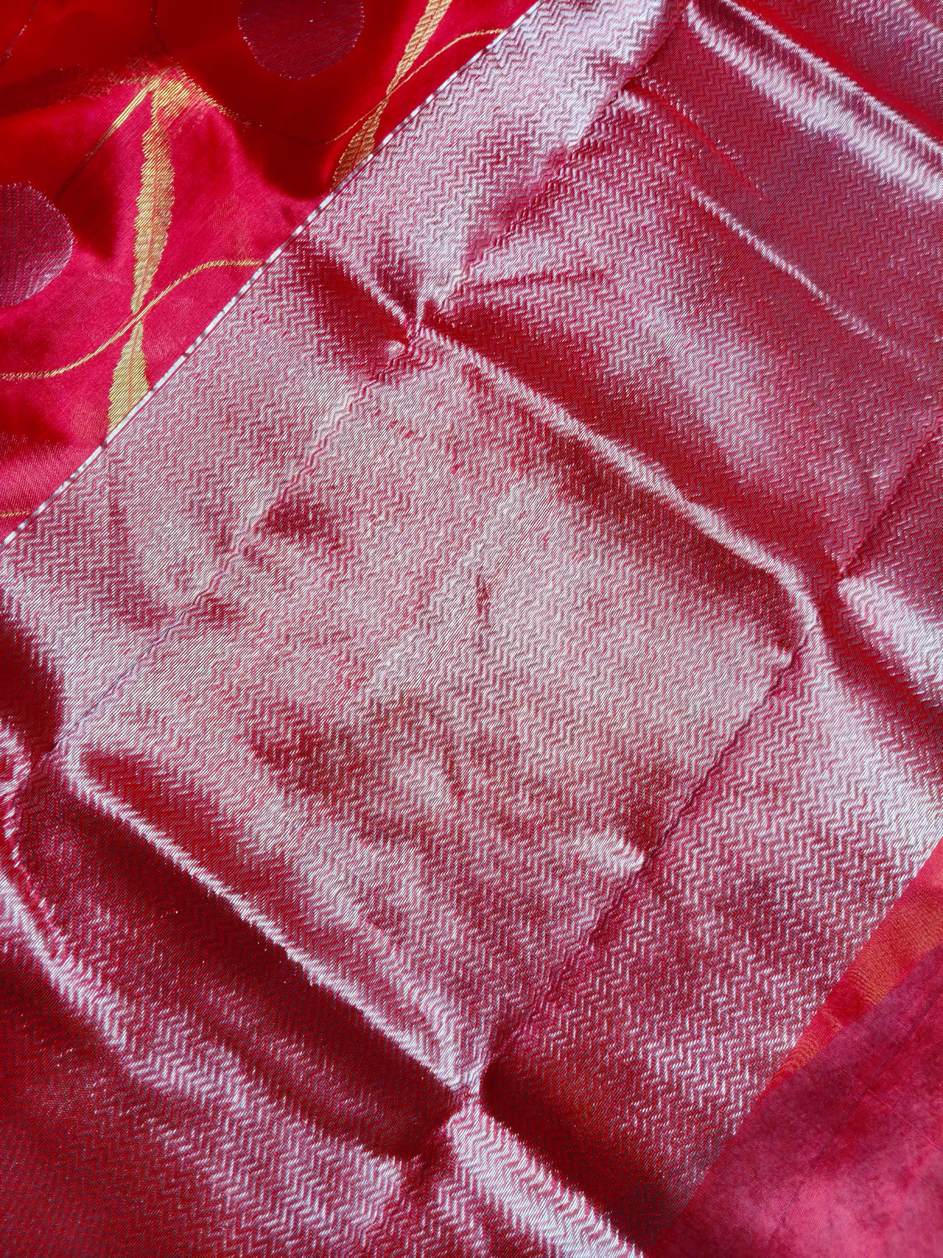 RED SILK PURE HANDLOOM CHANDERI SAREE