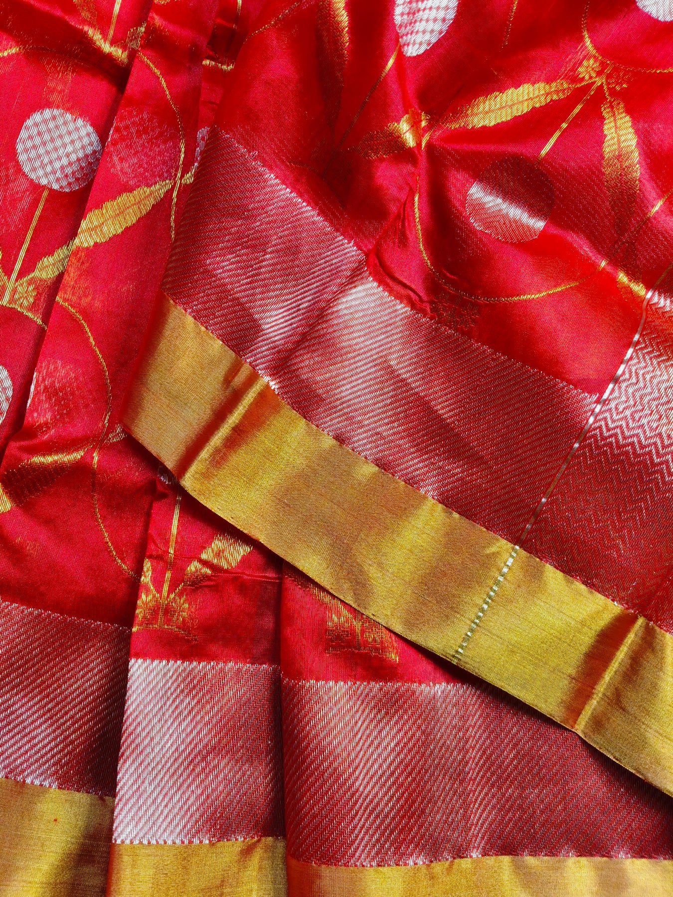 RED SILK PURE HANDLOOM CHANDERI SAREE