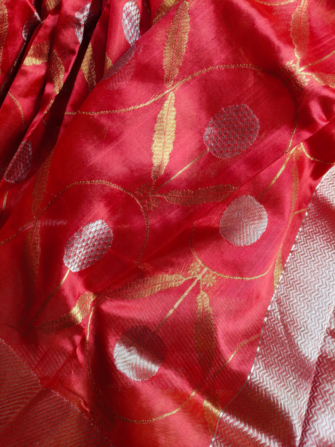 RED SILK PURE HANDLOOM CHANDERI SAREE